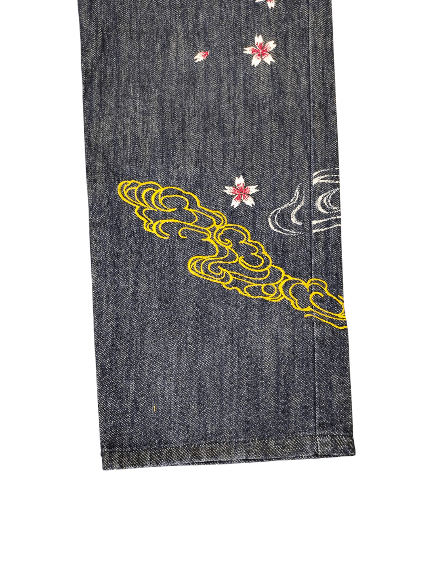 Karakuri Tamashii Vintage Vomanie Japan Dragon Sakura Embroidered Denim Jeans Size US 38 / EU 54 - 5 Thumbnail