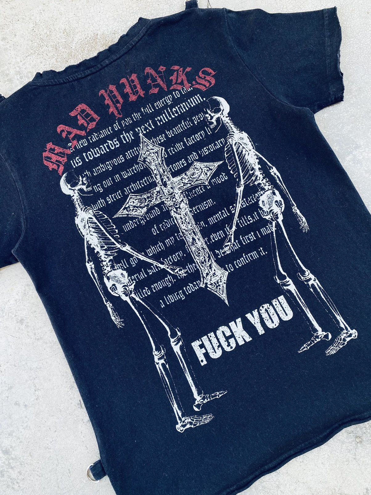 Japanese Brand Vintage Mad Punk Acid Jazz Men Fuck You Distressed Tees Size US S / EU 44-46 / 1 - 8 Thumbnail