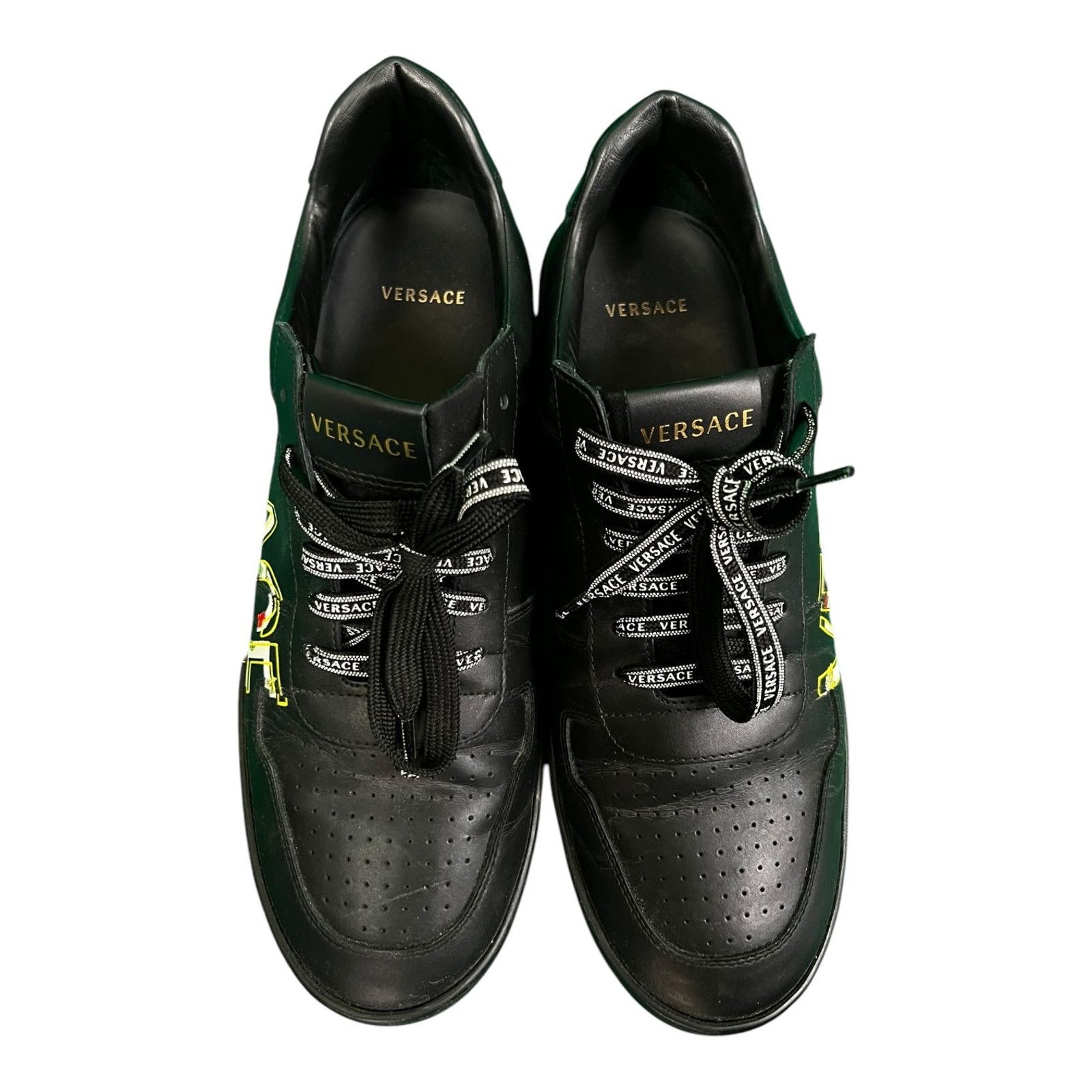 Versace Versace IIus Men EU 46 US 12 Floral Logo Black Sneakers $995 Size US 12 / EU 45 - 4 Thumbnail