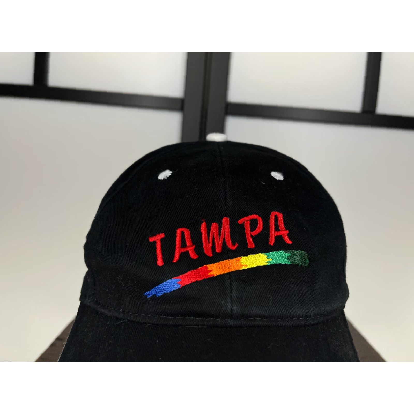 Rainbow VINTAGE HitWear Tampa Baseball Cap Unisex One Size Black Cotton Adjustable Embroidered Logo 90s Mens Womens Size ONE SIZE - 2 Thumbnail