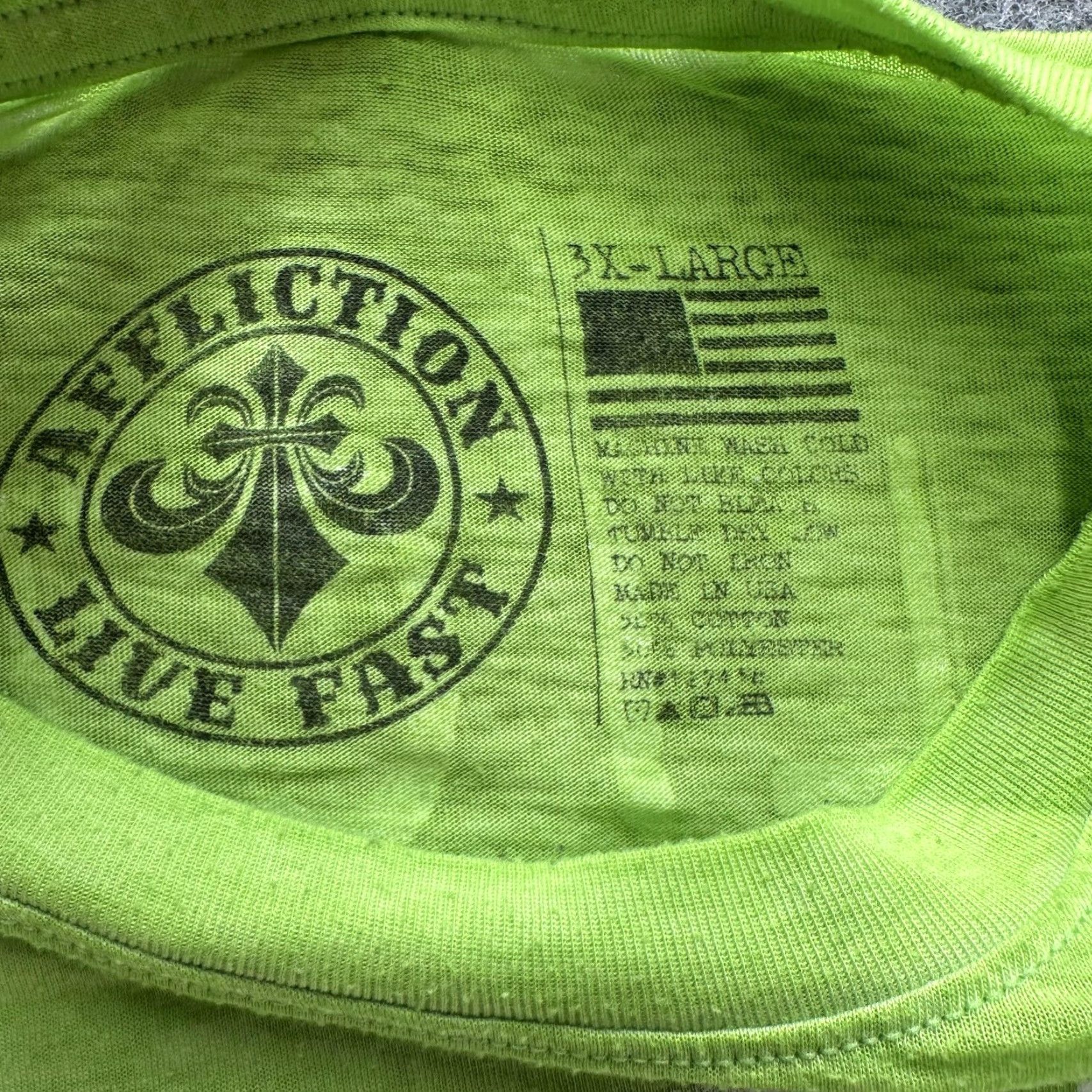 Affliction Affliction Shirt 3XL Mens Neon Green Motorcycle Graphic Ride Free Speed Shop Size US XXL / EU 58 / 5 - 5 Thumbnail
