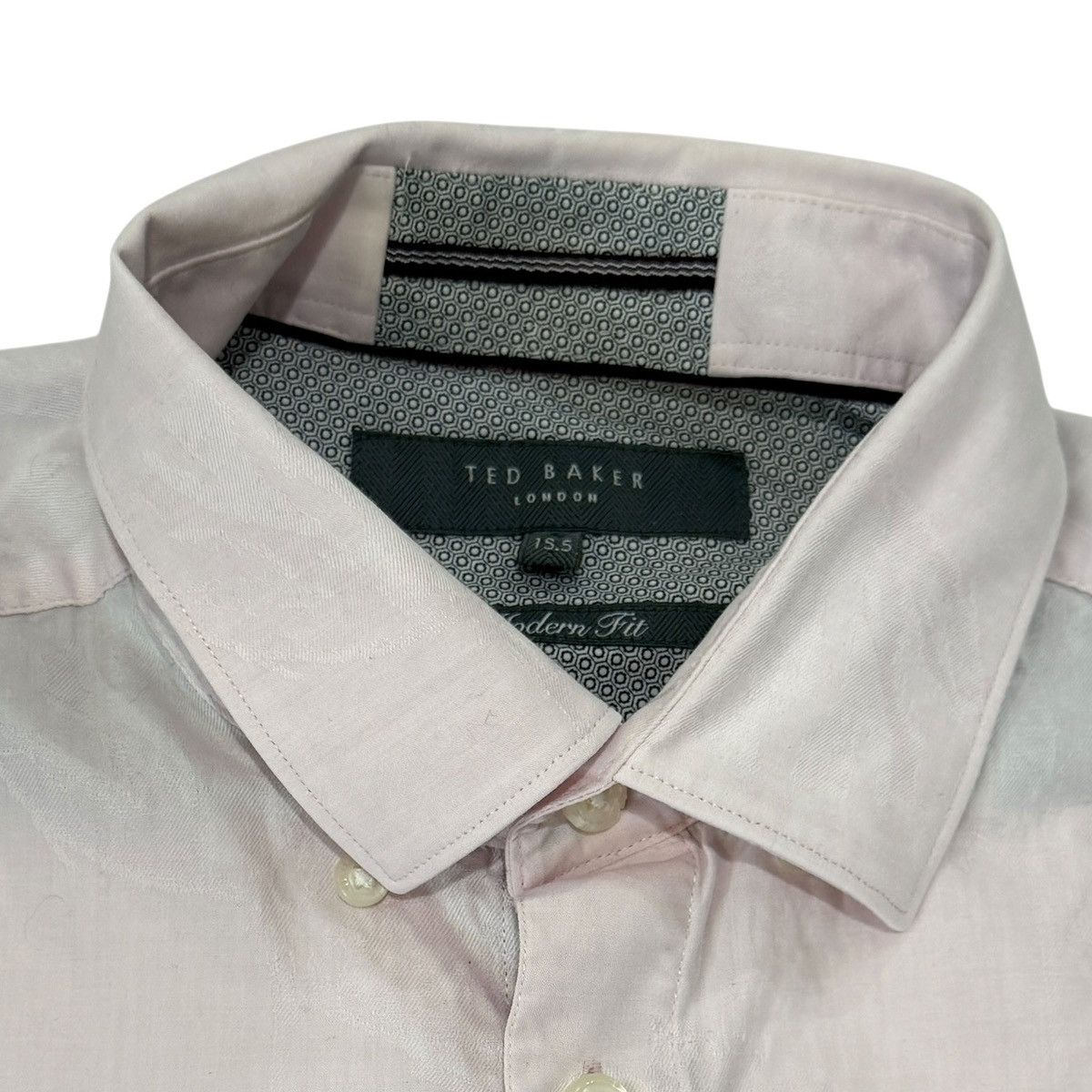 Ted Baker Pink/Gray French Cuff Dress Shirt Subtle White Floral 15.5 Size US M / EU 48-50 / 2 - 7 Thumbnail