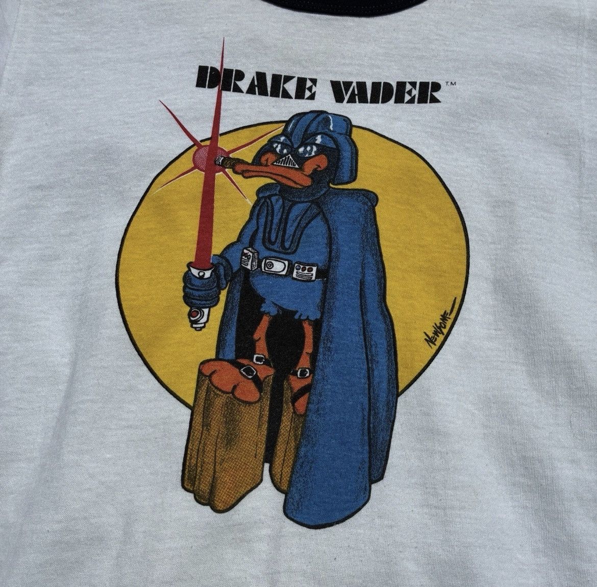 Vintage True Vintage 1970s Drake Vader Star Wars Daffy Duck Ringer Size US XL / EU 56 / 4 - 3 Thumbnail