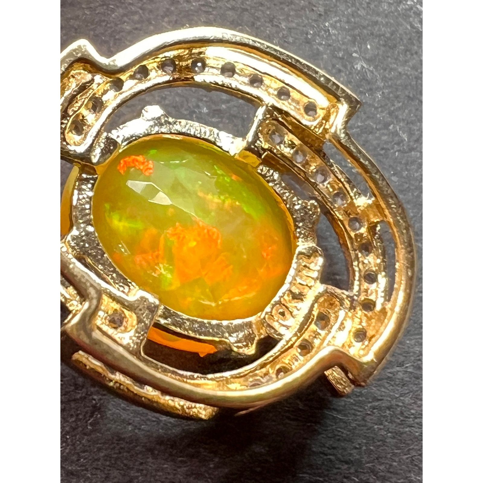 Other 10k gold Ethiopian opal and white zircon earrings Size ONE SIZE - 8 Thumbnail