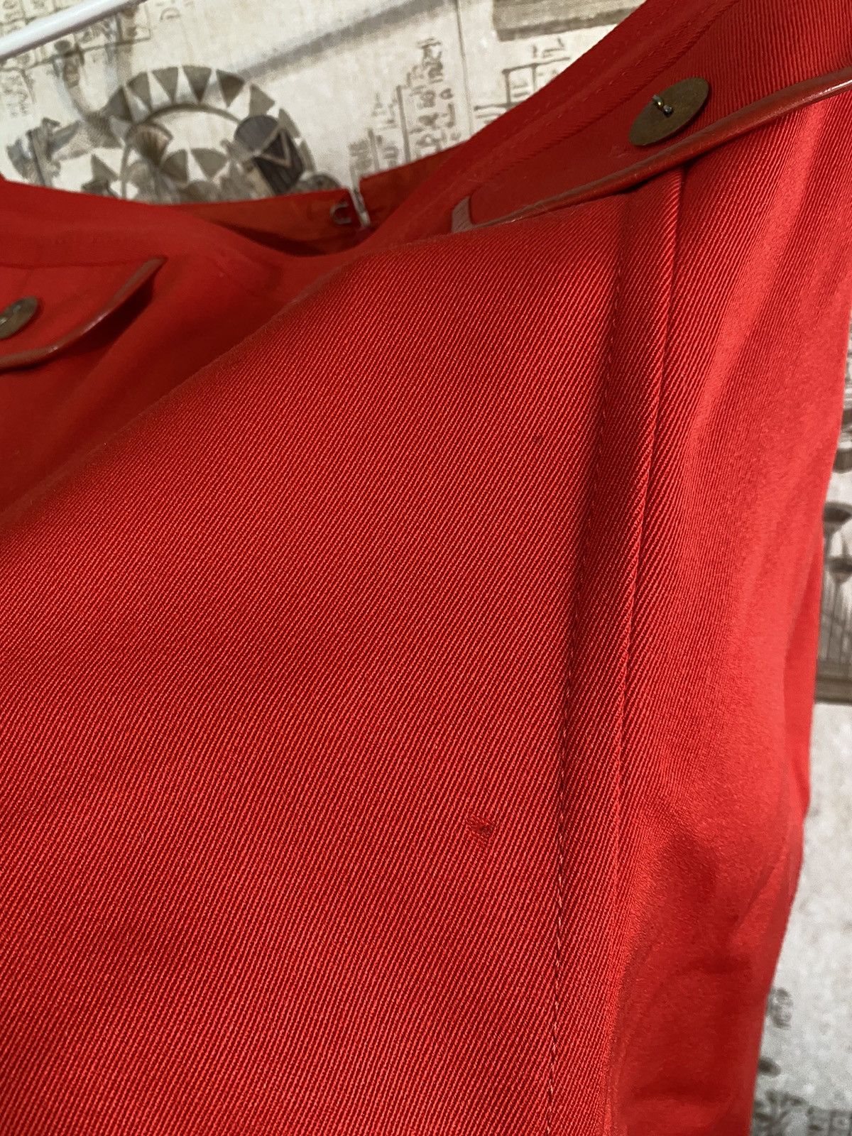 Celine × Vintage Vintage 90s Celine Red Wool Midi Skirt Size 32" / US 10 / IT 46 - 16 Thumbnail