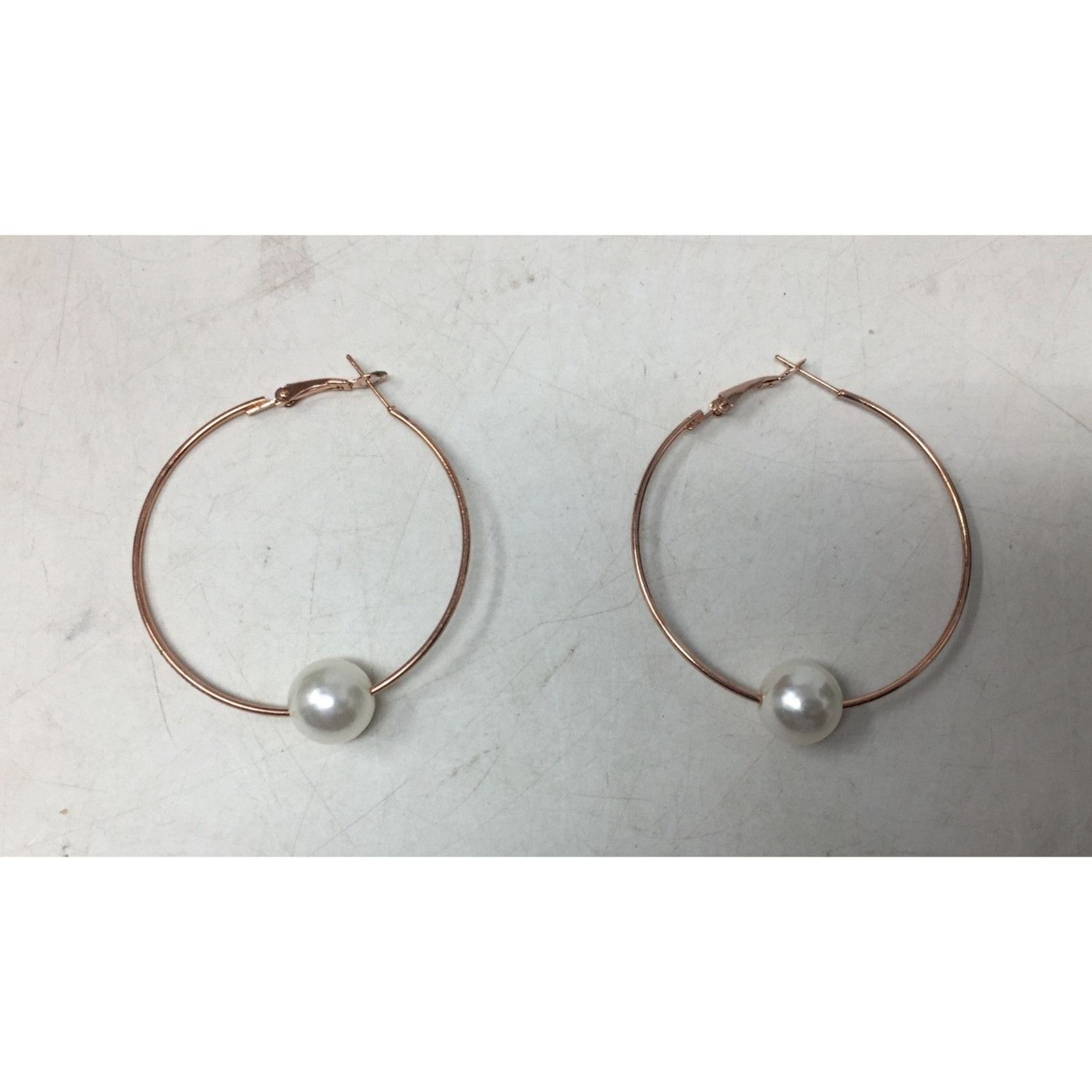Other Women's Rose Gold Hoop Earrings with Faux White Pearl (Like Size ONE SIZE - 3 Thumbnail