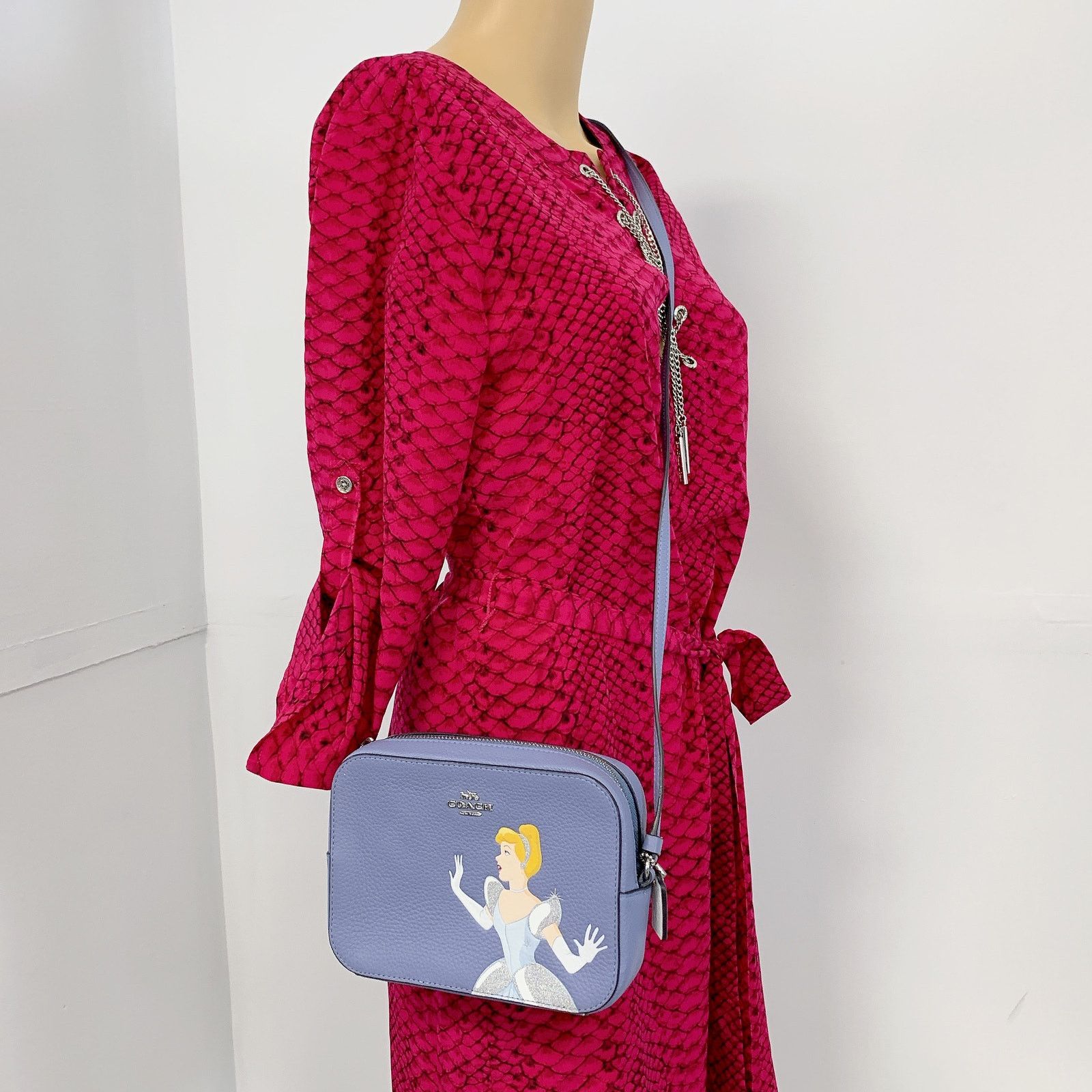 Coach C3406 Disney X Coach Mini Camera Bag With Cinderella in Blue, Women's