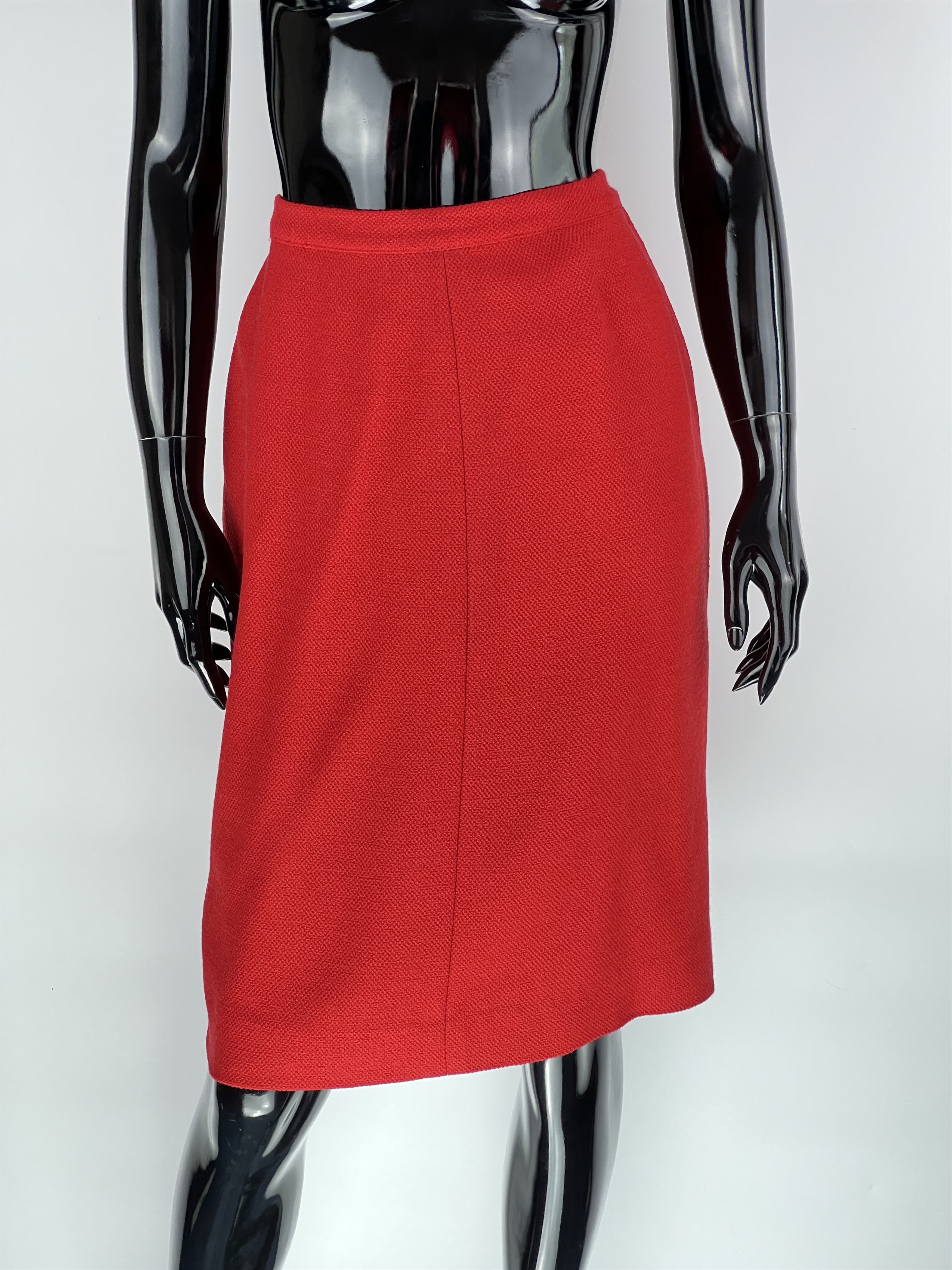 Sonia Rykiel × Vintage Vintage Sonia Rykiel Red 100% Wool Midi Skirt Size FR42 Size 30" / US 8 / IT 44 - 1 Thumbnail