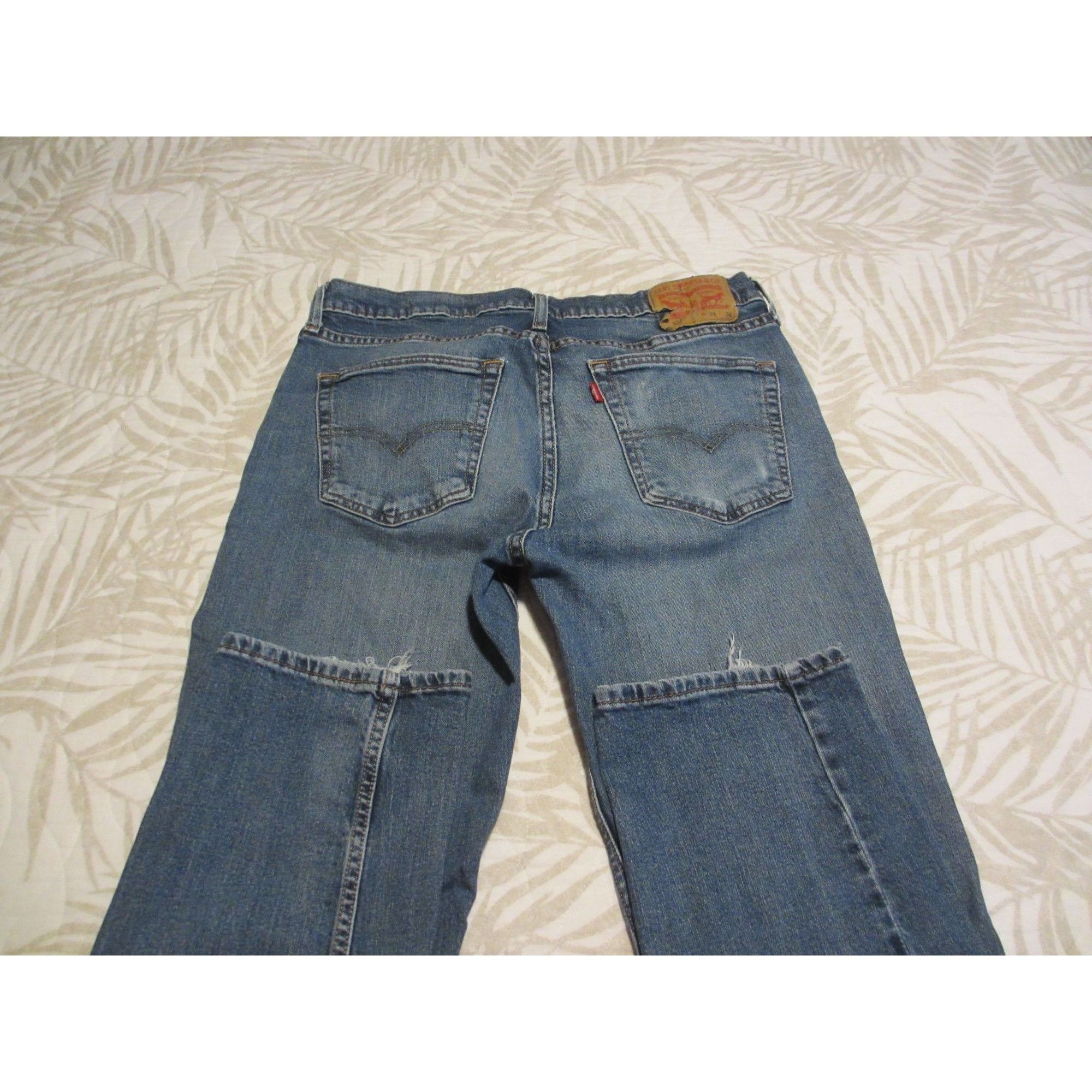 Levi's Levis 514 Distressed Blue Denim Jeans With Frayed Hems 34/3 Size US 34 / EU 50 - 5 Thumbnail