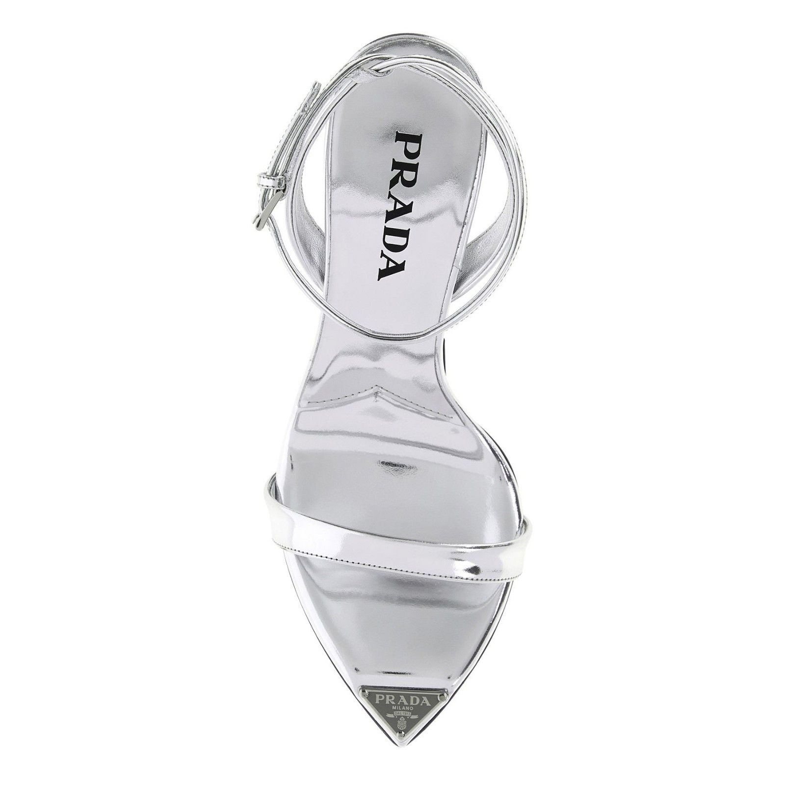 Prada PRADA Silver Leather 95mm Heel Sandals New And Authentic (Wo Size US 11 / IT 41 - 4 Thumbnail