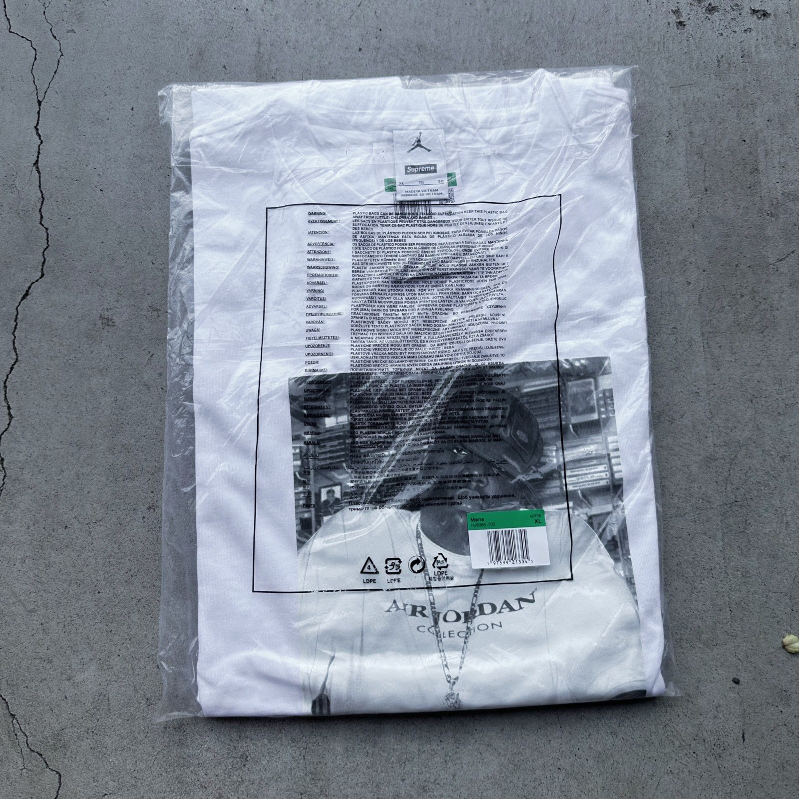 FW '24 Supreme x Jordan Biggie S/S Top SS White Tee Size XL