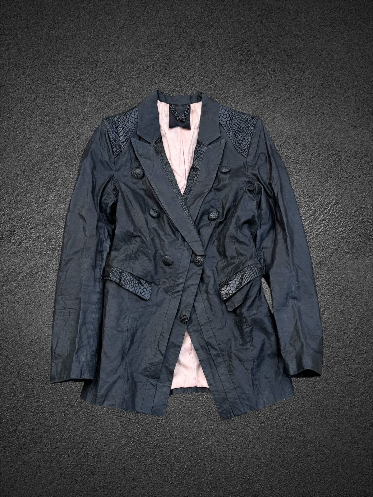 Yasuyuki Ishii Snakeskin Black Leather Blaz Jacket Jessiny Japanese vkei Size US S / EU 44-46 / 1 - 1 Thumbnail