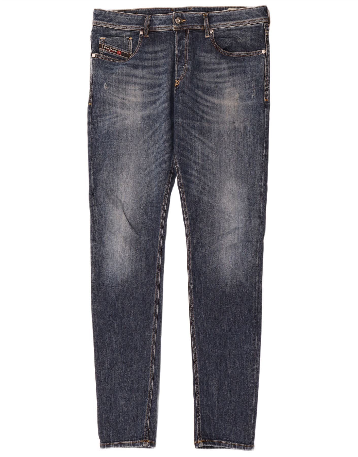 Diesel Mens Distressed Skinny Jeans W34 L35 Blue Cotton Size US 34 / EU 50 - 1 Thumbnail