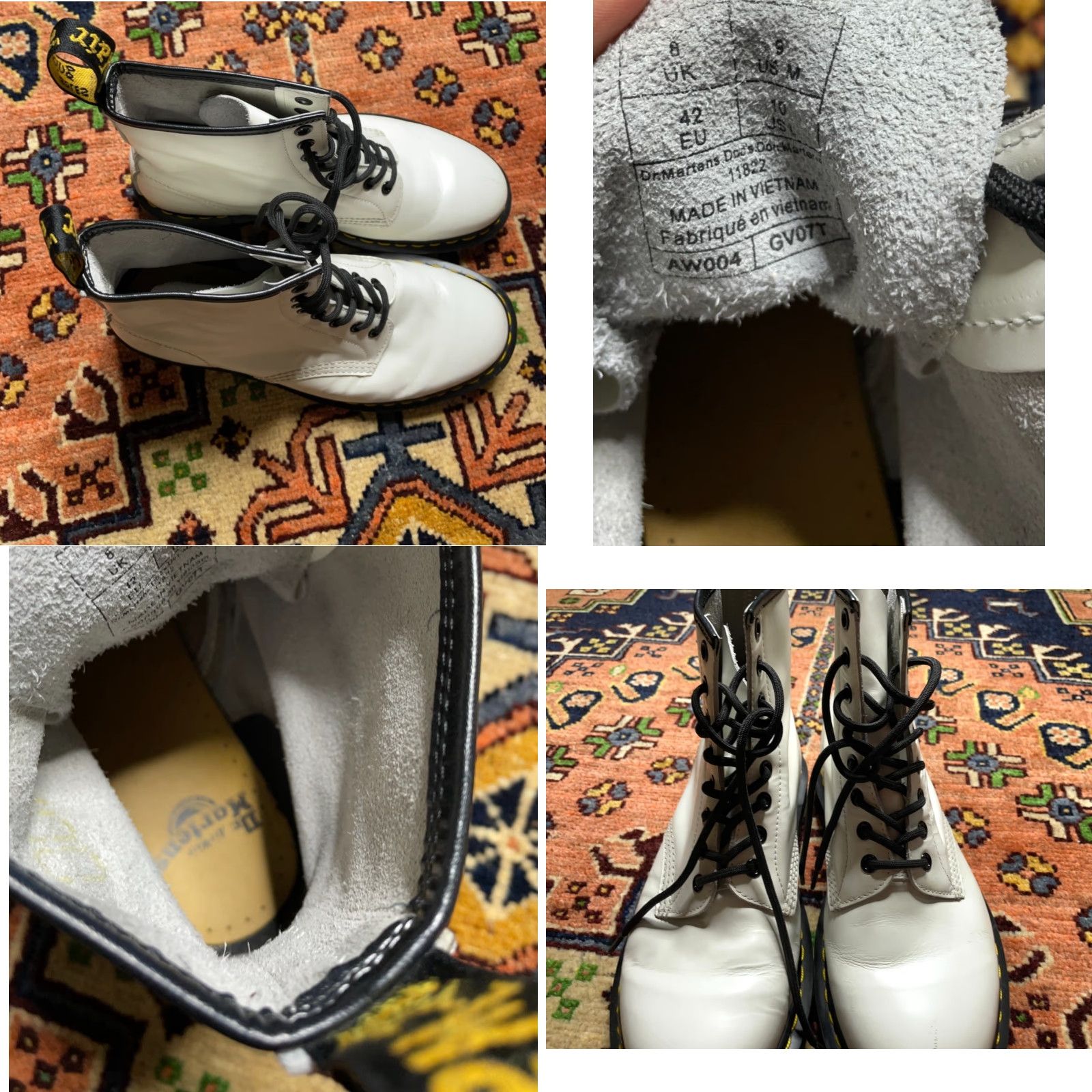 Dr. Martens Dr. Martens Air Wair Boots Women's US 10L White 8-Lace Combat Style Grunge Retro Womens Size US 8 / IT 38 - 8 Thumbnail
