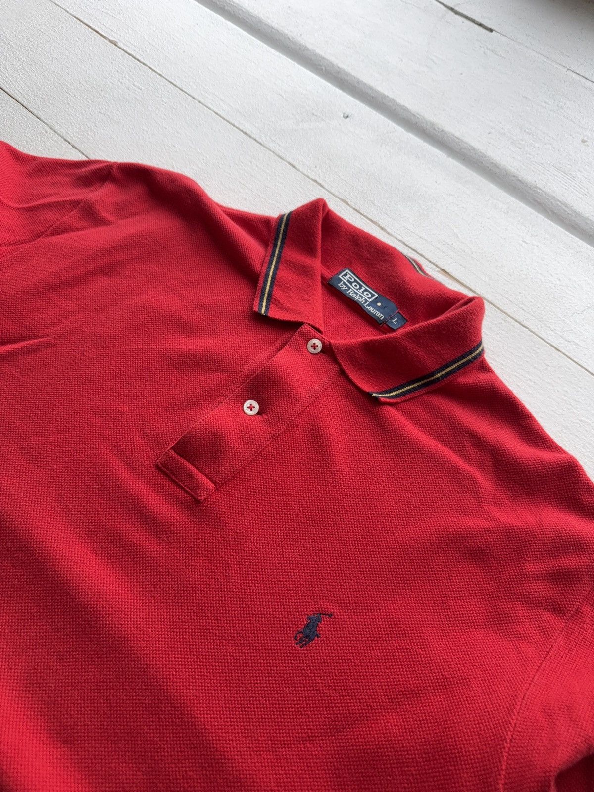 Polo Ralph Lauren 00s. Polo Ralph Lauren Red Long Sleeve Polo Shirt Vintage L Size US L / EU 52-54 / 3 - 4 Thumbnail