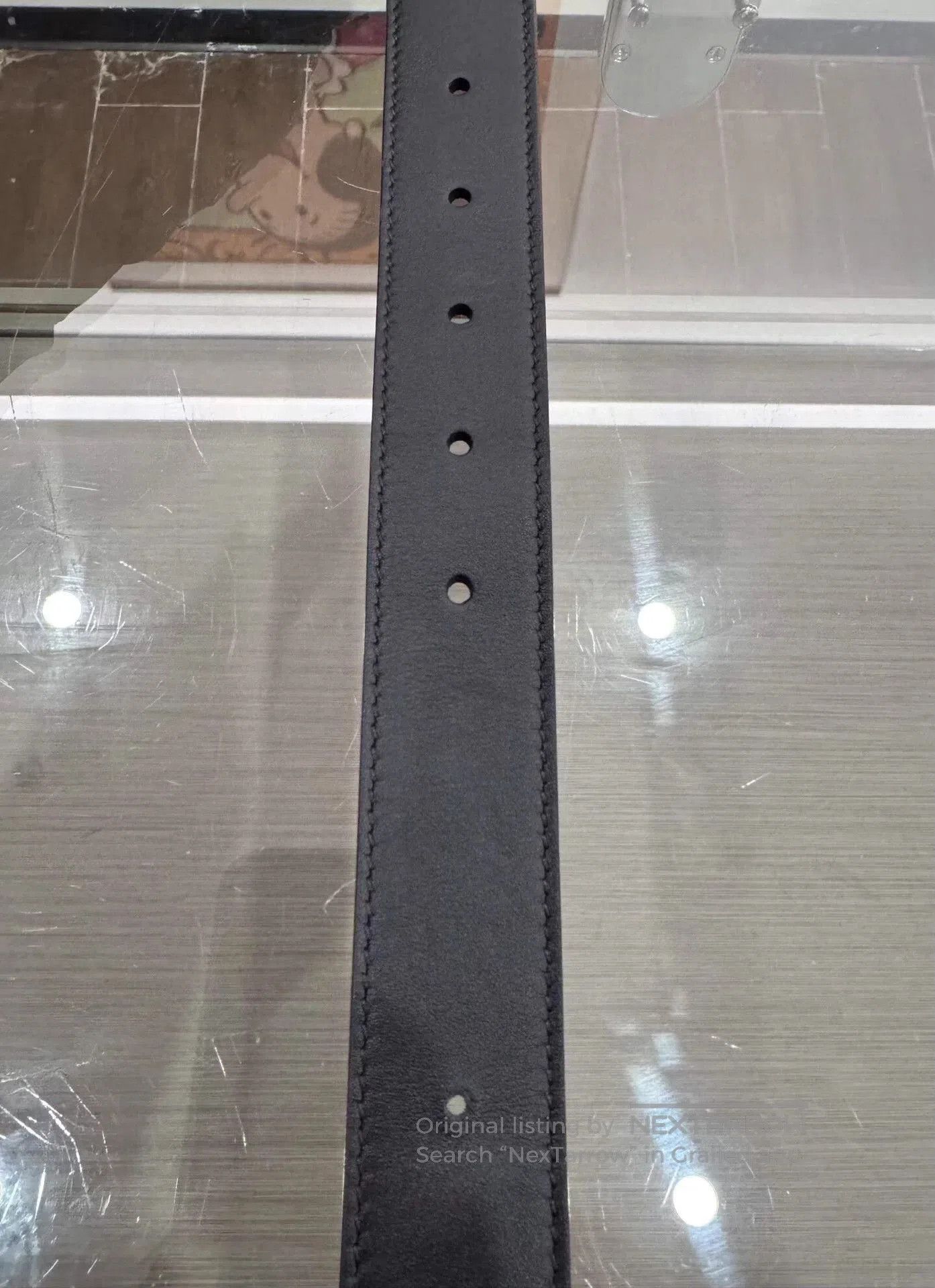 Gucci Black Leather Belt with Gold Interlocking Buckle. Size ONE SIZE - 7 Thumbnail