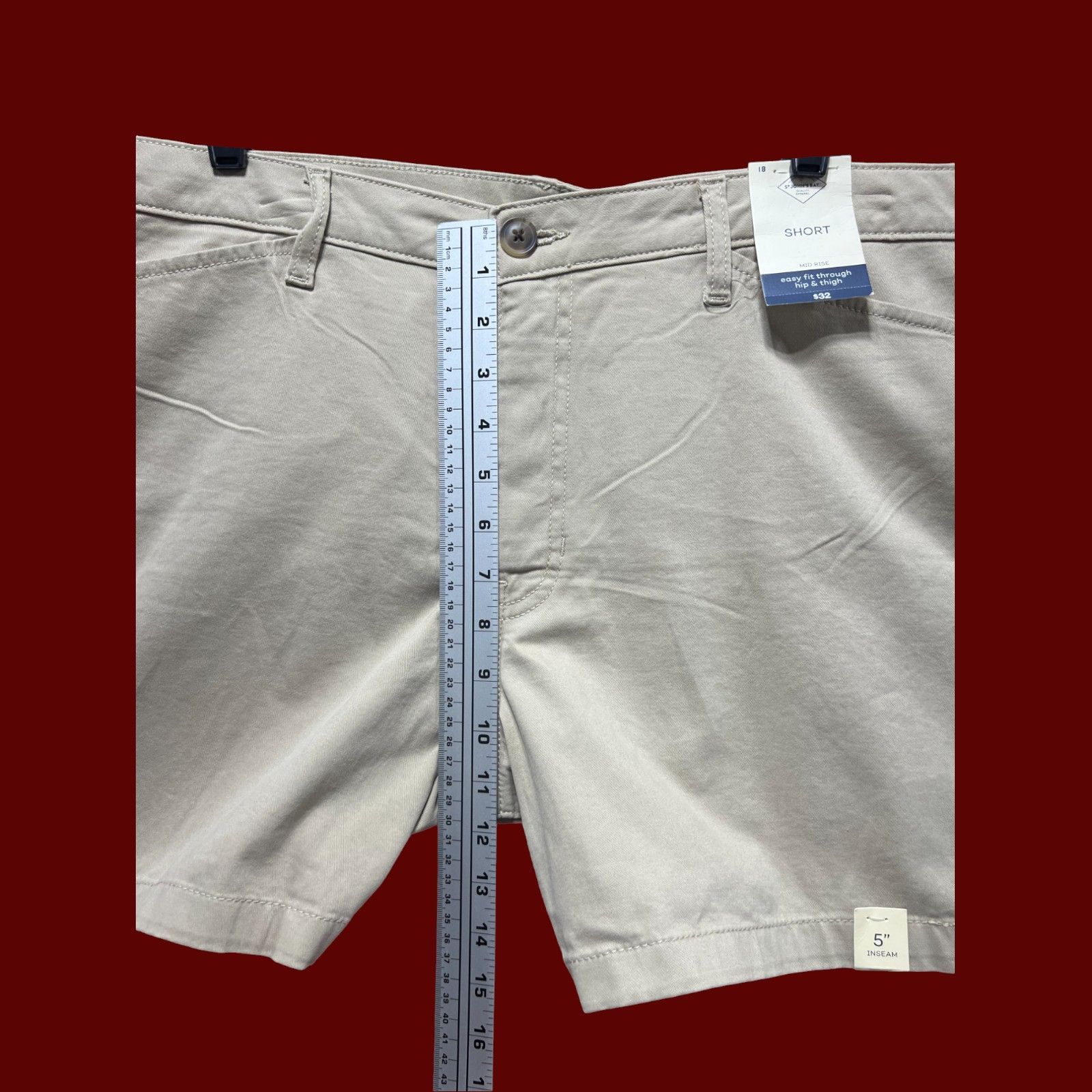 Other St. John's Bay - Women's Mid Rise 5" Inseam Chino Short - Be Size 40" / US 18 - 7 Thumbnail