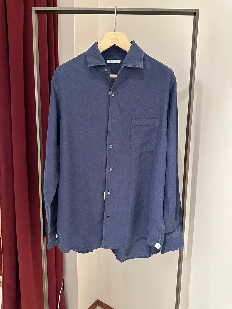 Loro Piana LORO PIANA Pure linen casual shirt Size US XL / EU 56 / 4 - 1 Thumbnail
