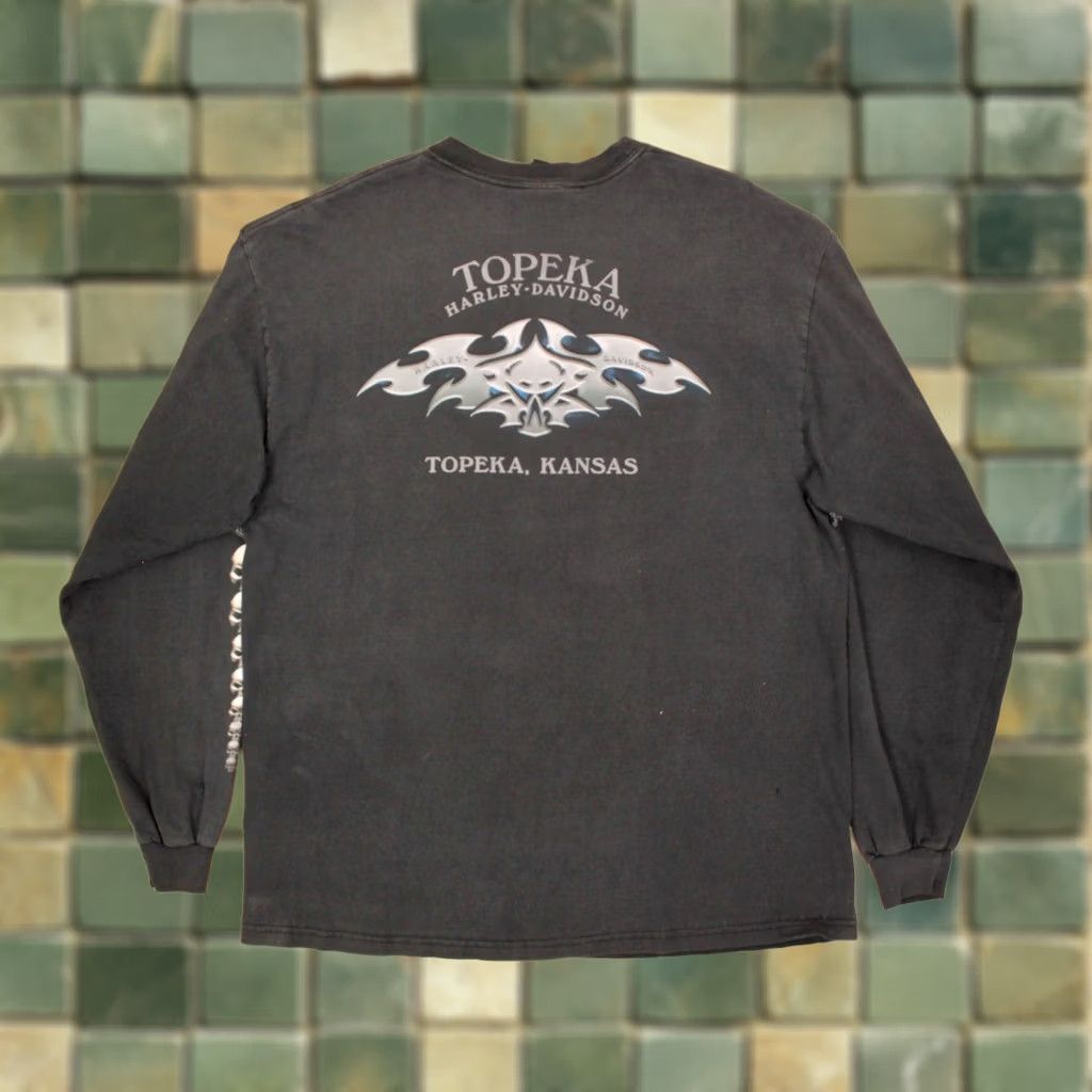 Harley Davidson Harley-Davidson VTG 90s Y2K Skull Long Sleeve TShirt XL Men Black Shirt Graphic Tee KS Topeka Skull 1990s 90s T-Shirt Size US XL / EU 56 / 4 - 1 Thumbnail