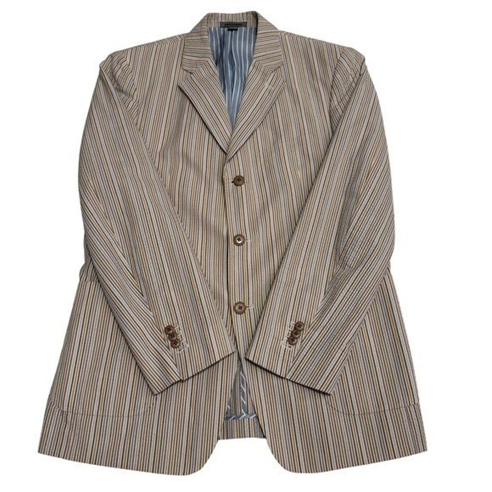 Johnston & Murphy Johnston Murphy Mens Striped Seersucker Blazer Jacket Size M Size 38R - 5 Thumbnail