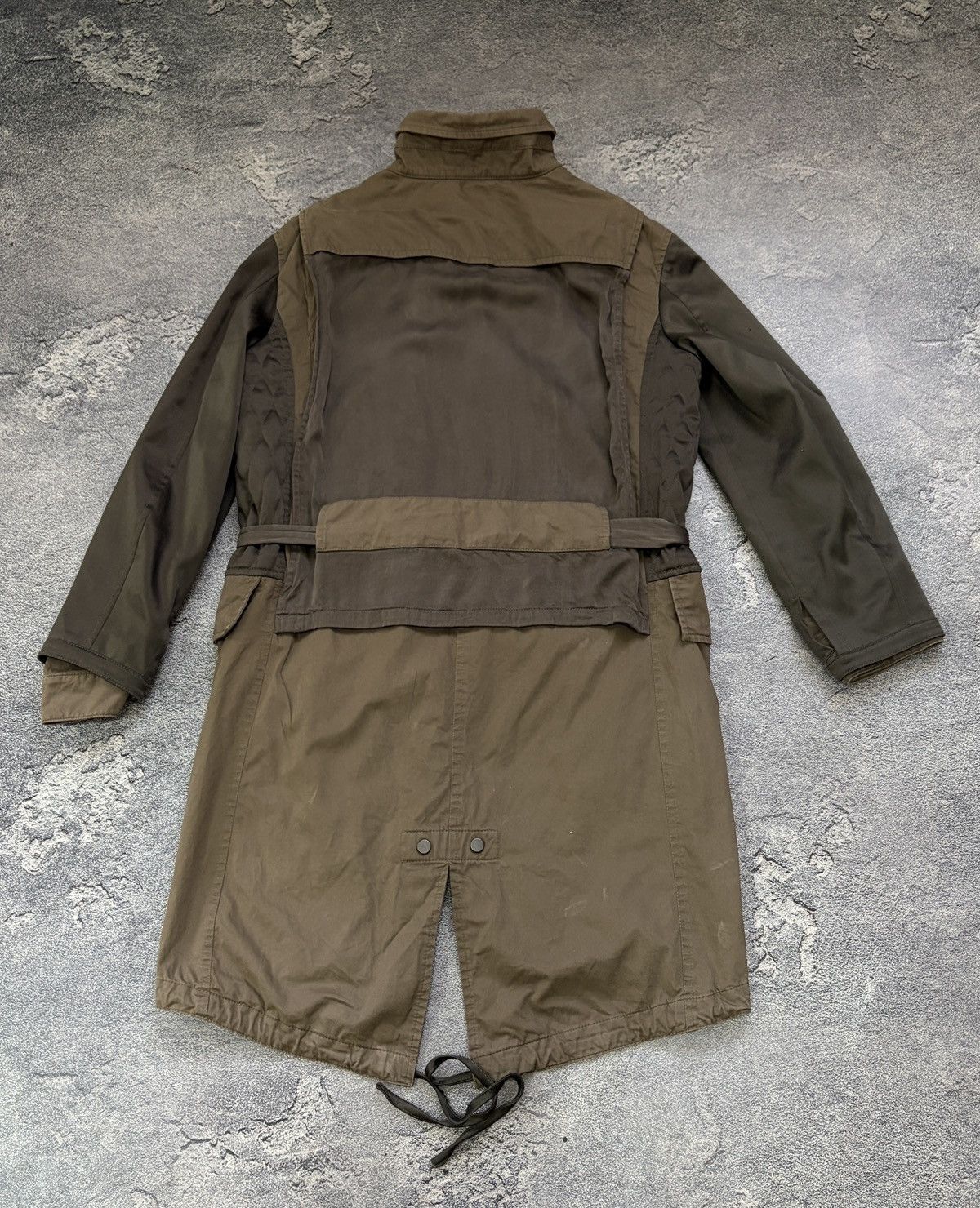 Allsaints AllSaints Fife Military Khaki Mixed Media Parka Jacket 8/4 Size S / US 4 / IT 40 - 2 Thumbnail
