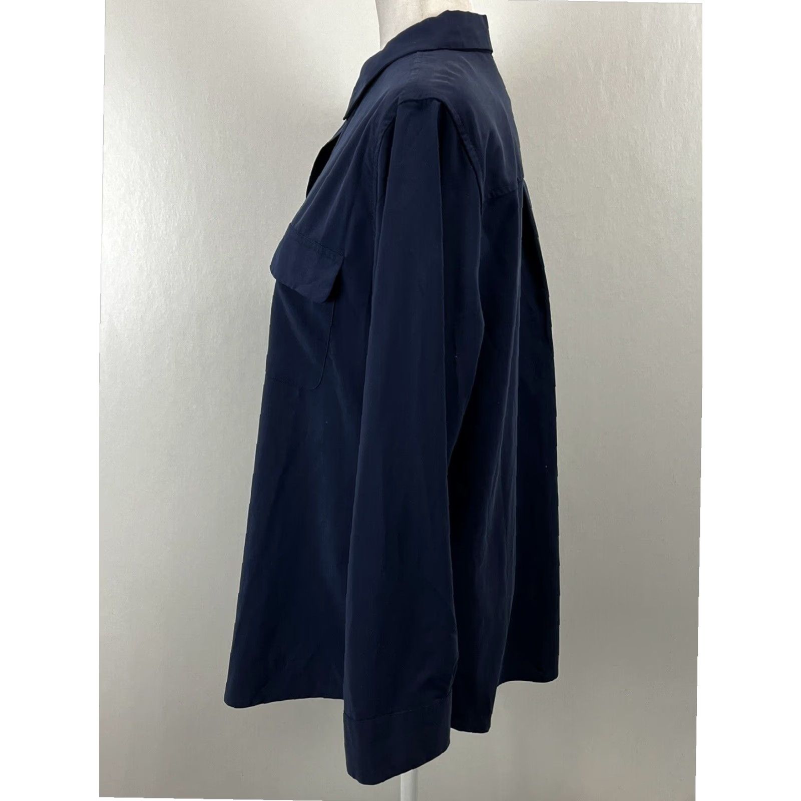 Vintage CHICOS Modal Blend Button Up Blouse Shirt Women's Navy Blue Long Sleeve Size 2 Size XS / US 0-2 / IT 36-38 - 2 Thumbnail
