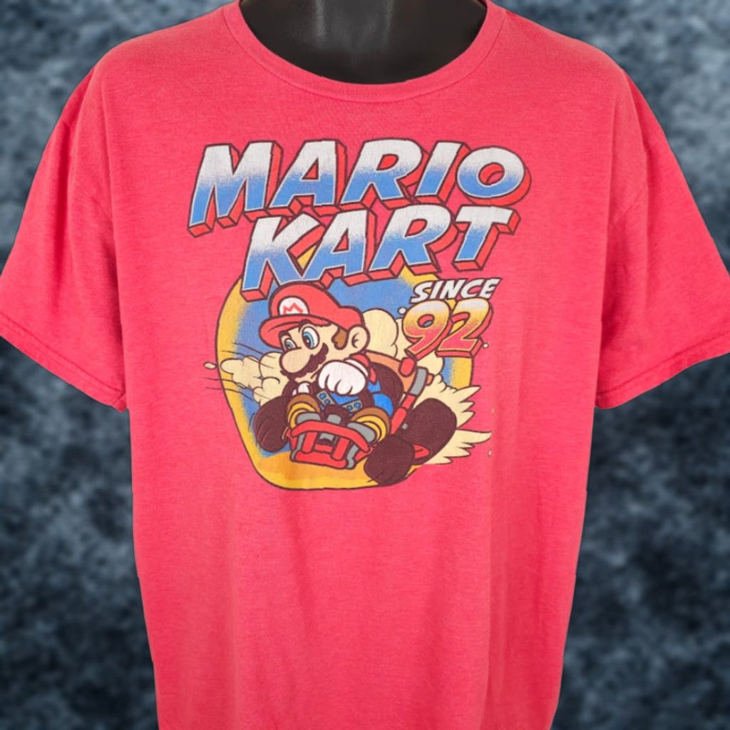 Nintendo Mario Kart T Shirt Mens XL Red Nintendo Video Game Super Mario Bros Size US XL / EU 56 / 4 - 1 Thumbnail