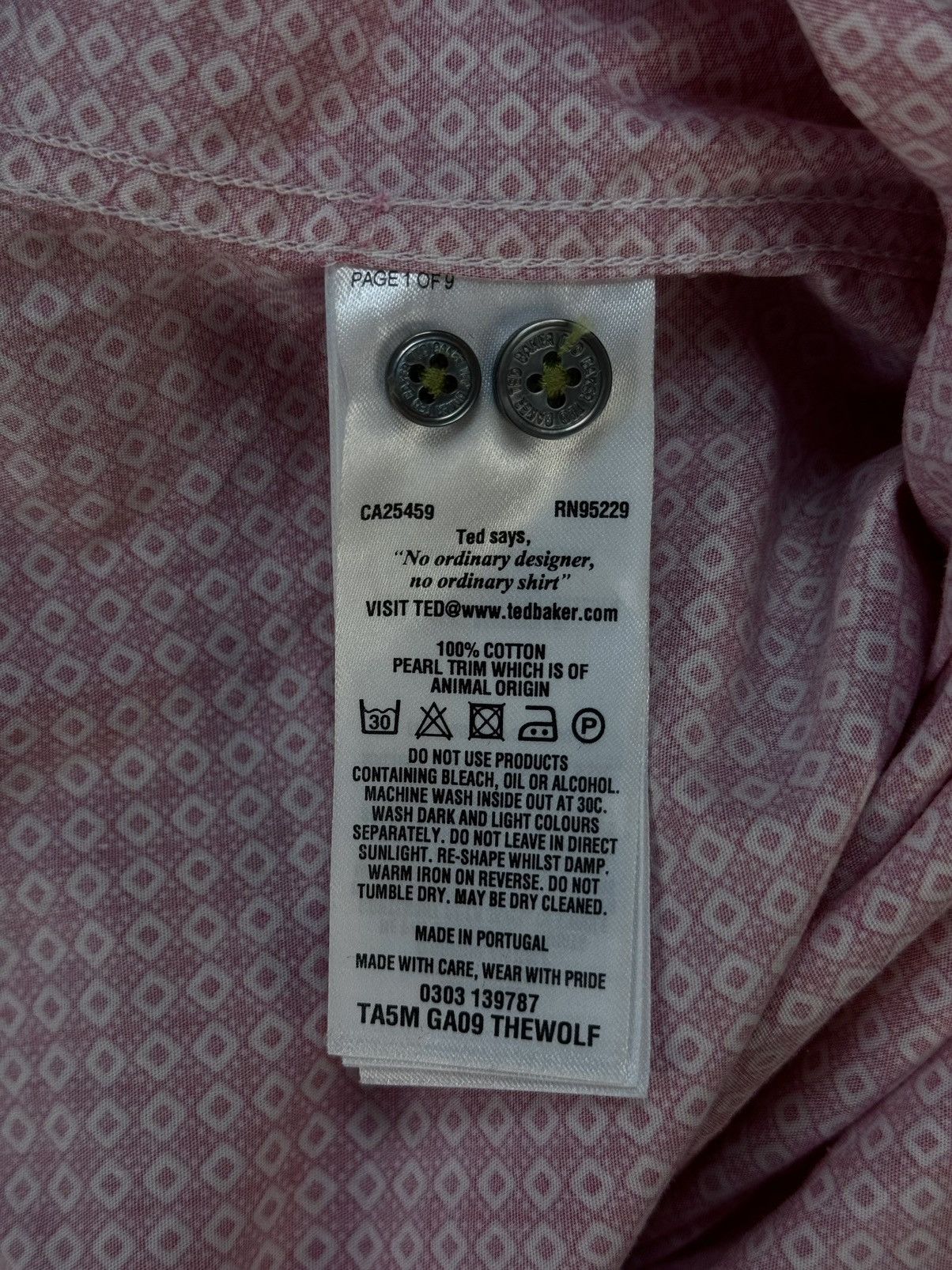 Ted Baker TED BAKER Pink/White Pattern Long Sleeve Shirt Size US S / EU 44-46 / 1 - 10 Thumbnail