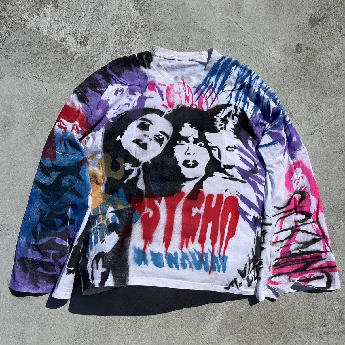 Vintage Vintage Custom Longsleeve Psycho Rave y2k asymetric demon Size US L / EU 52-54 / 3 - 1 Thumbnail