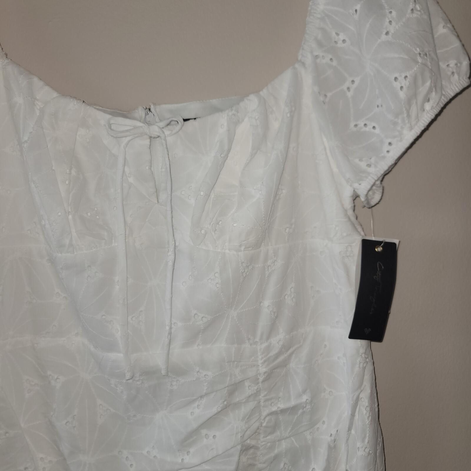 Other City Triangles White Eyelet Mini Dress NWT SZ 19 Cotton Size XL / US 12-14 / IT 48-50 - 5 Thumbnail