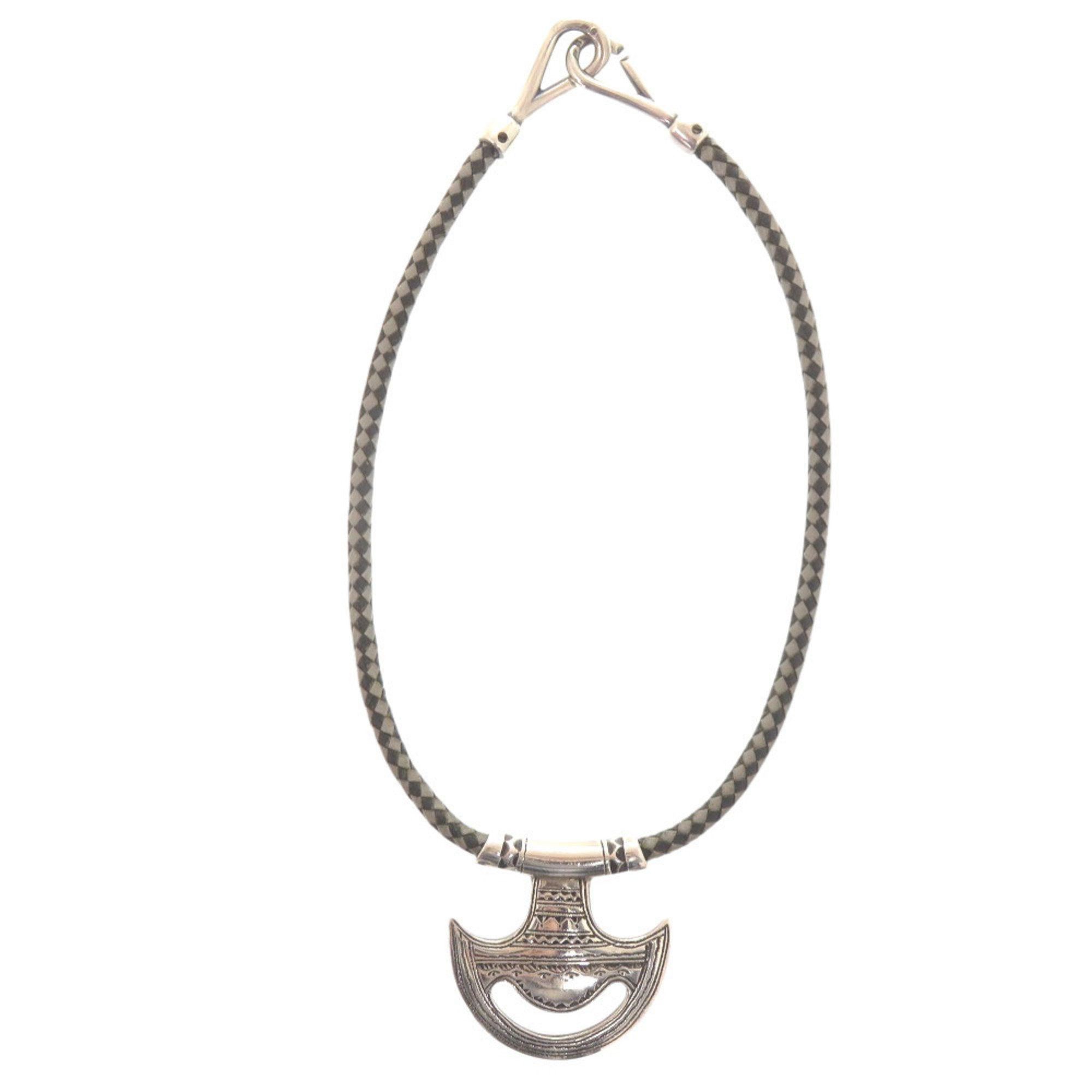 Hermes Hermès Touareg Choker Vintage 925 Sterling Silver Leather Black Gray 1377 HERMES Size ONE SIZE - 1 Thumbnail