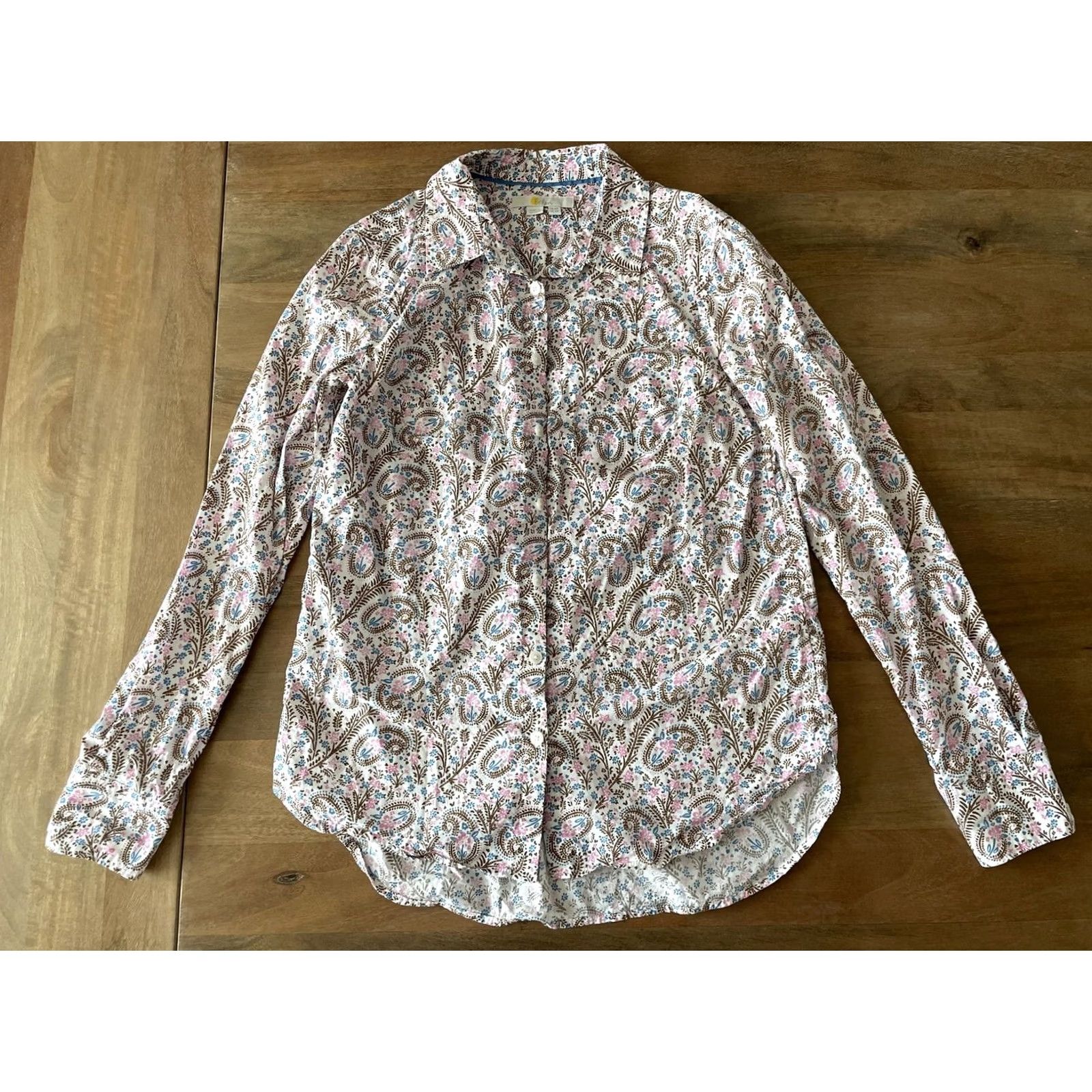 Boden Boden Shirt Womens 2R Long Sleeve Button Up Blouse Office Casual Paisley Print Multicolor Cotton 100% Regular Womens Contemporary Size XS / US 0-2 / IT 36-38 - 2 Thumbnail