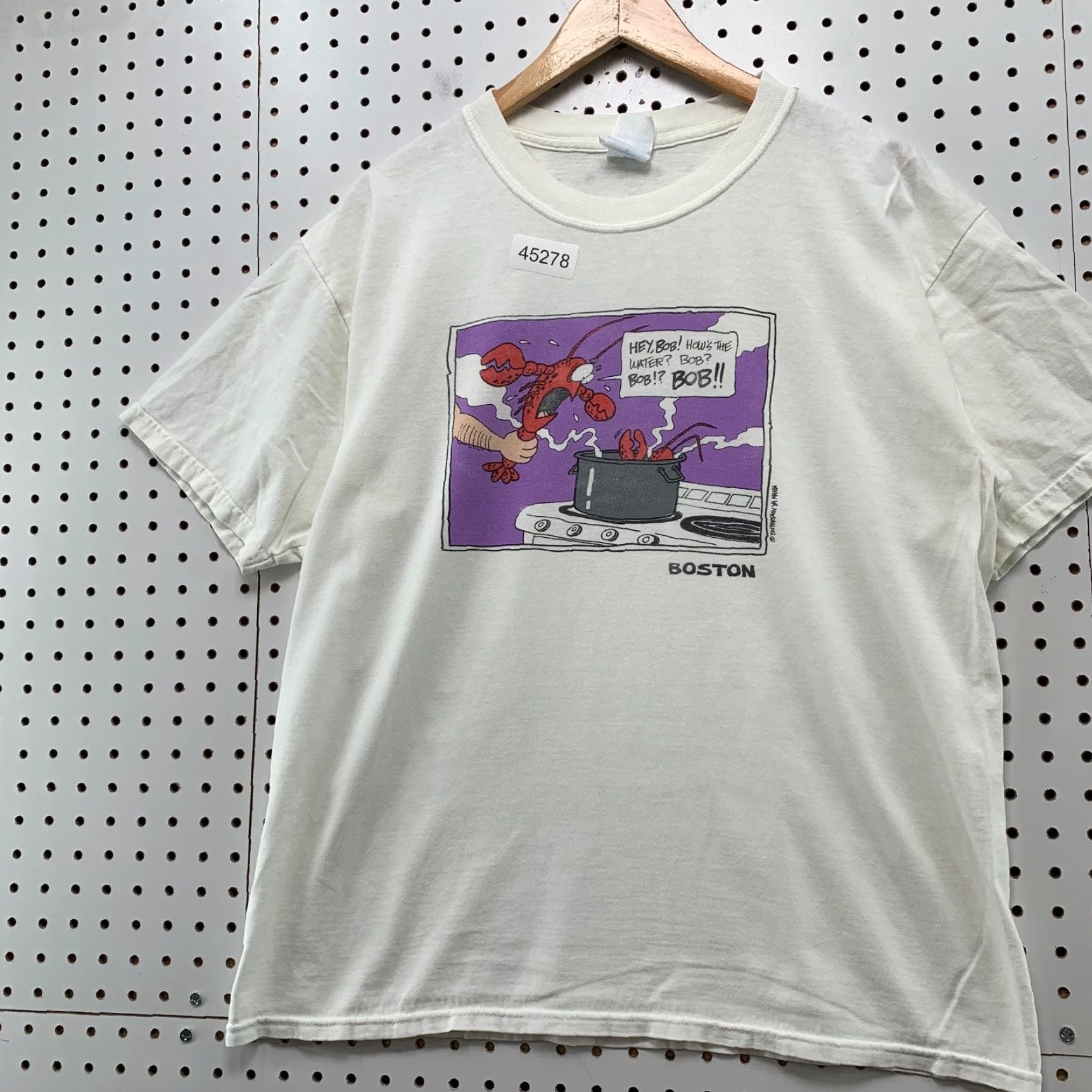 Gildan VINTAGE Lobster Funny Shirt Mens L White Gildan T-Shirt Short Sleeve Crew Neck Cotton Graphic Print Summer Funny 90s? Size US L / EU 52-54 / 3 - 2 Thumbnail