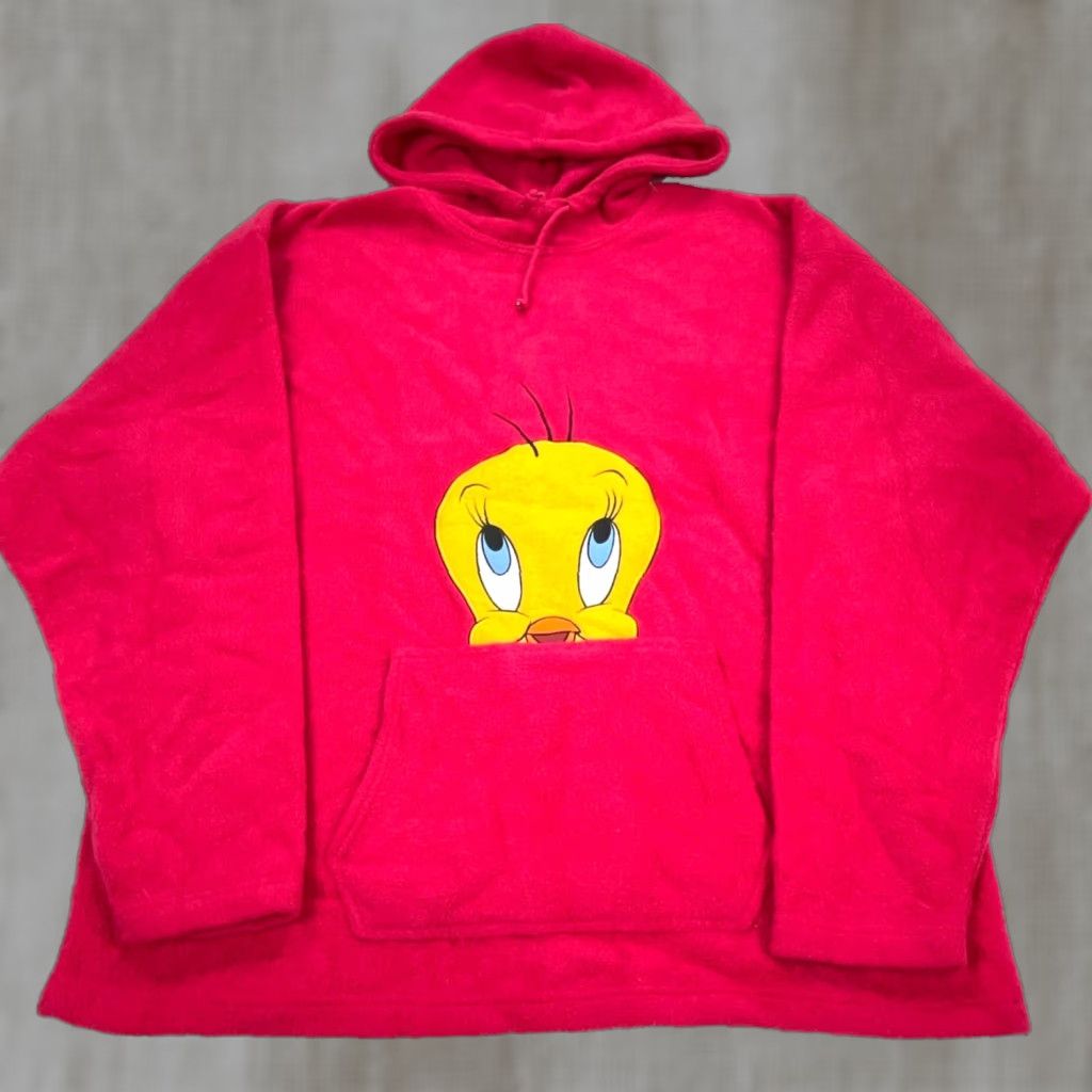 Vintage VINTAGE Warner Bros. Looney Tunes Hoodie Women XL Pink Fleece Pullover Sweatshirt 90s Cartoon Size XL / US 12-14 / IT 48-50 - 1 Thumbnail