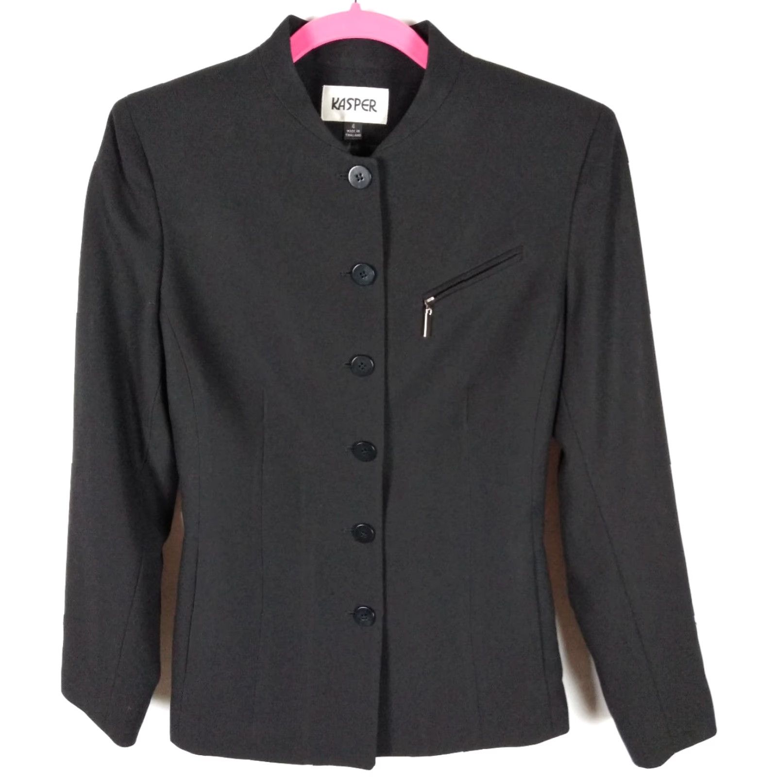 Kasper Kasper Blazer Jacket Black 4 Womens Lined Career Work Blazer Coat Size S / US 4 / IT 40 - 2 Thumbnail