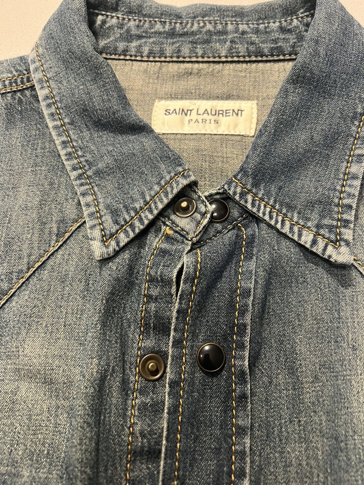 Retail $900 Saint Laurent Western Denim Shirt