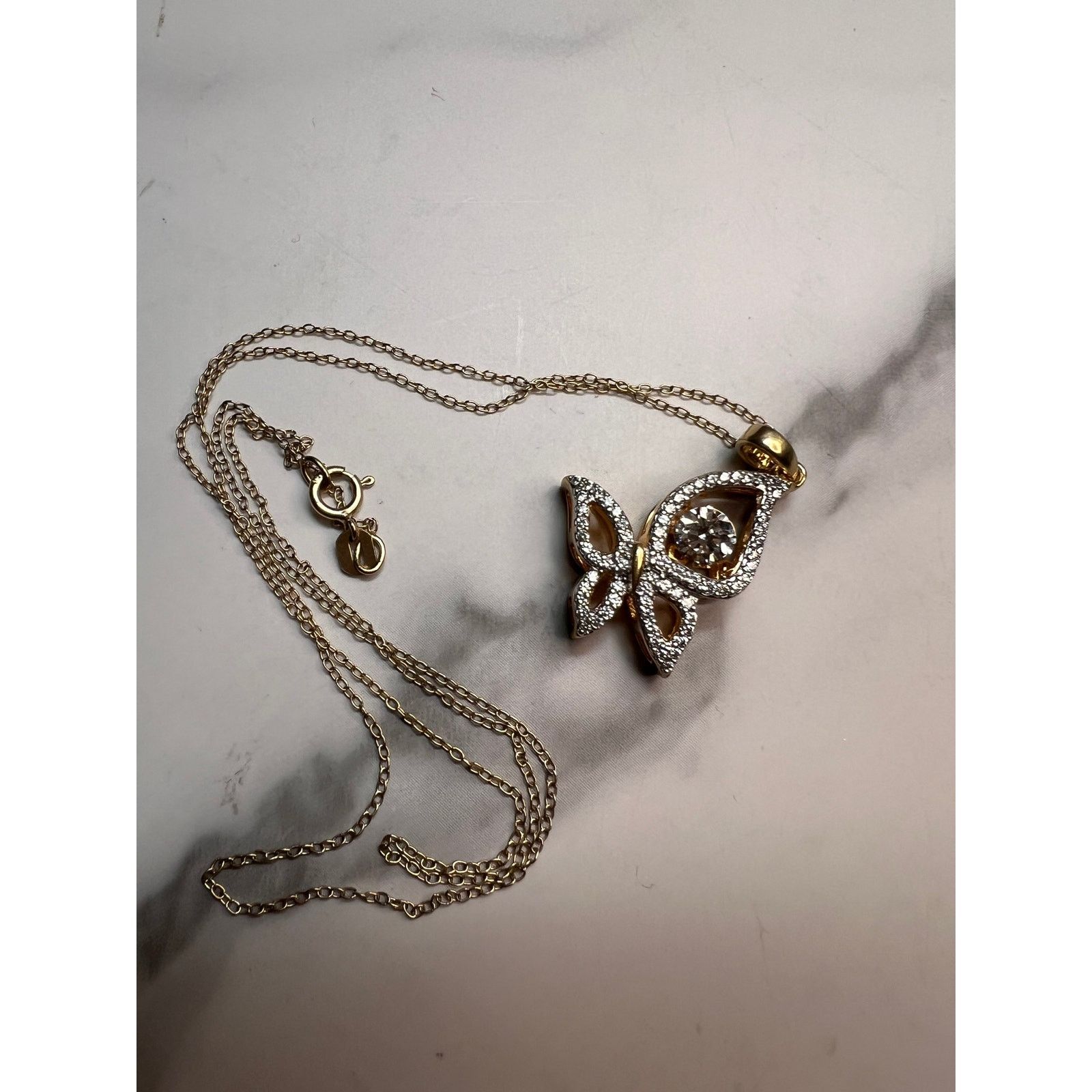 Other Butterfly CZ pendant in YG over 925 with 18 inch chain Size ONE SIZE - 7 Thumbnail