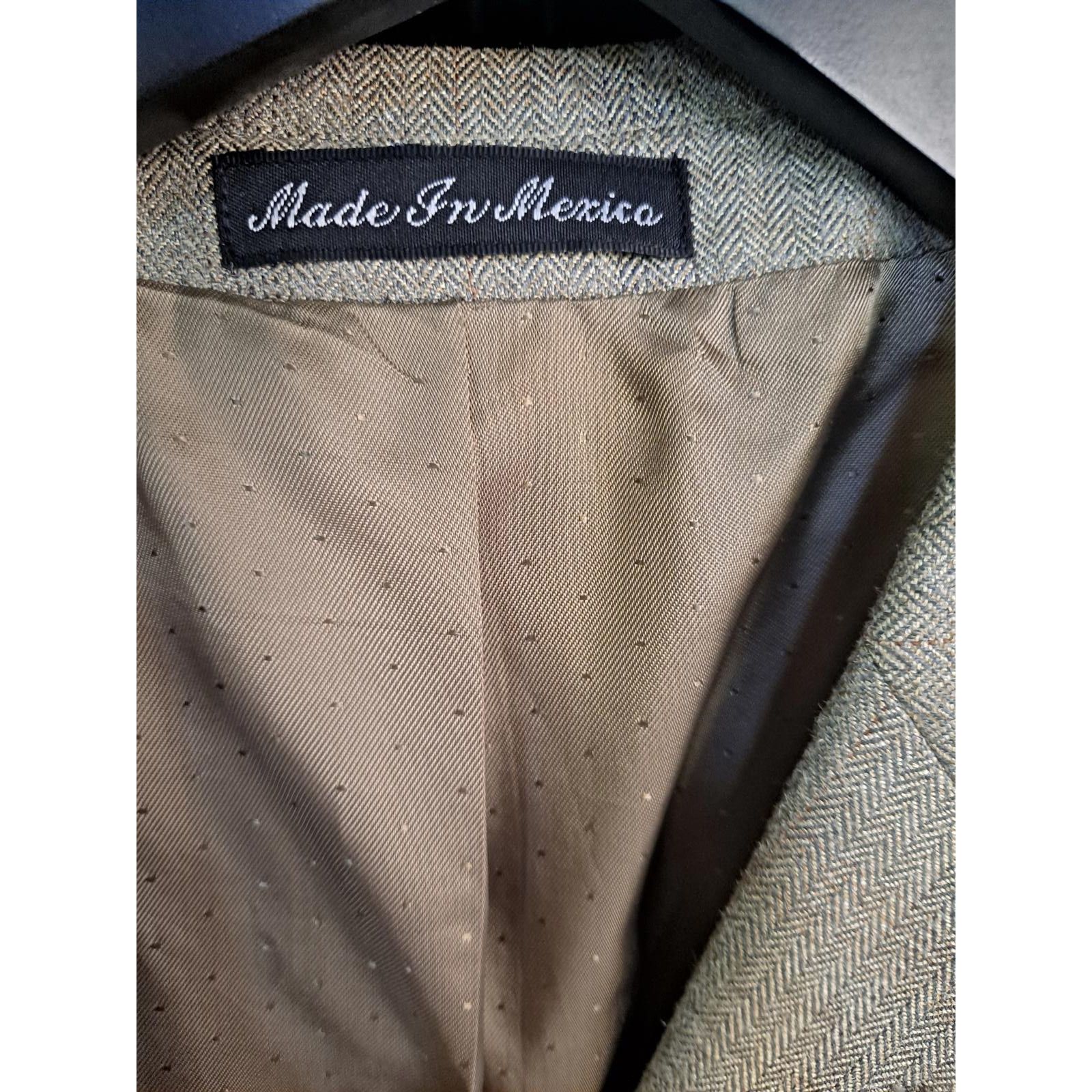 Calvin Klein Calvin Klein Tan Check 3 Button Blazer Silk/Wool Size 40R Size 40R - 2 Thumbnail