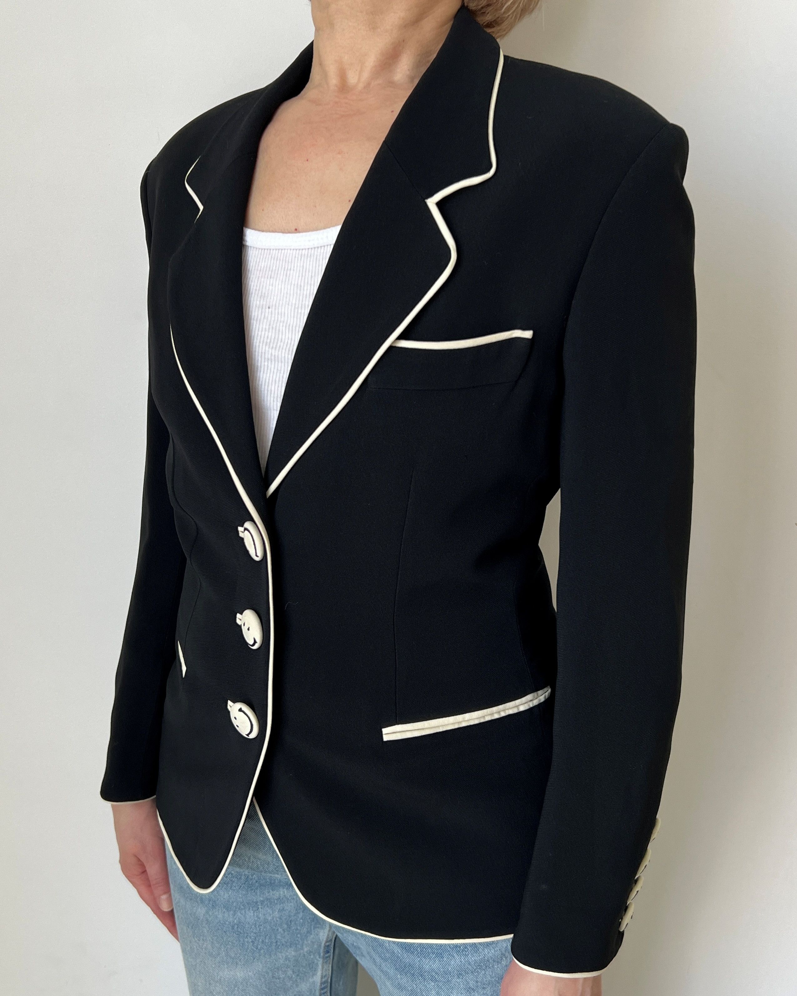 Moschino MOSCHINO COUTURE! VINTAGE Y2K SMILEY BLAZER JACKET Size L / US 10 / IT 46 - 2 Thumbnail