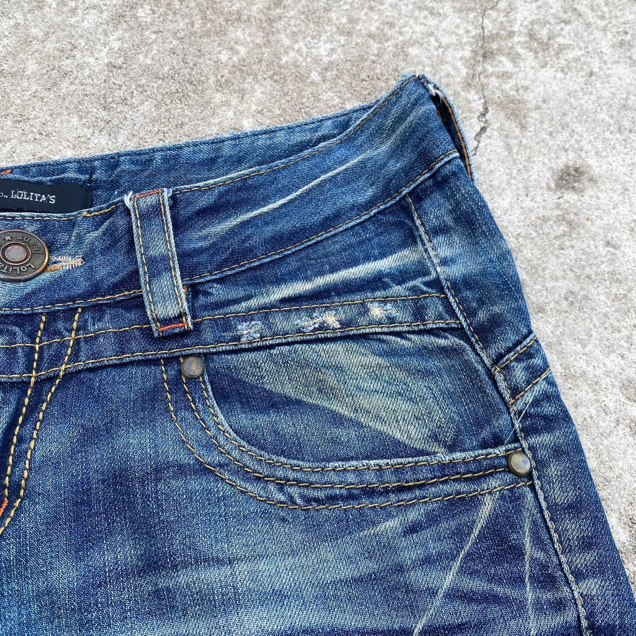 Japanese Brand Vintage Lolita Jeans Flare Distressed Denim Size 32" / US 10 / IT 46 - 12 Thumbnail