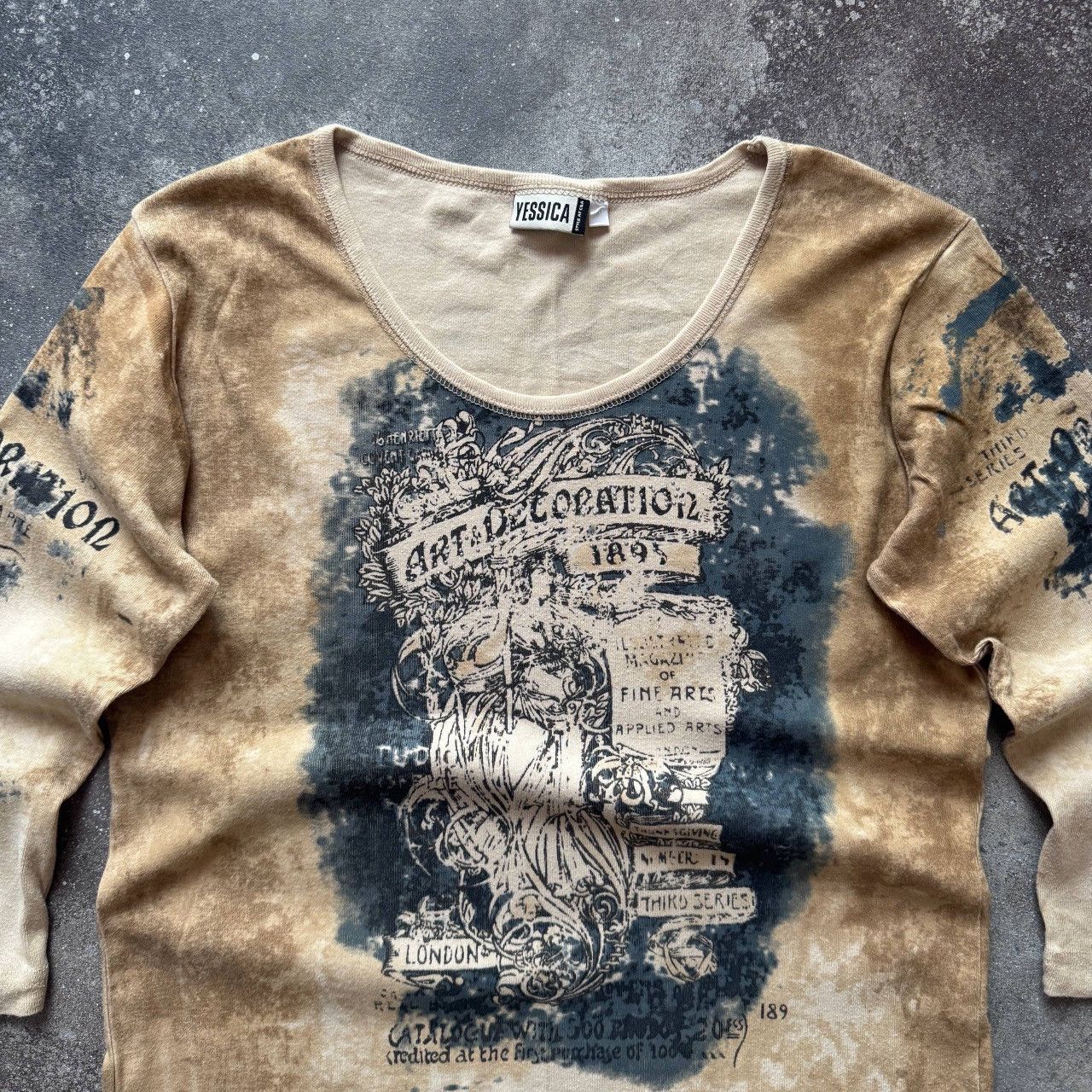 If Six Was Nine Avant-Garde Vintage Gothic Print Punk Rave Long Sleeve Top Size M / US 6-8 / IT 42-44 - 5 Thumbnail