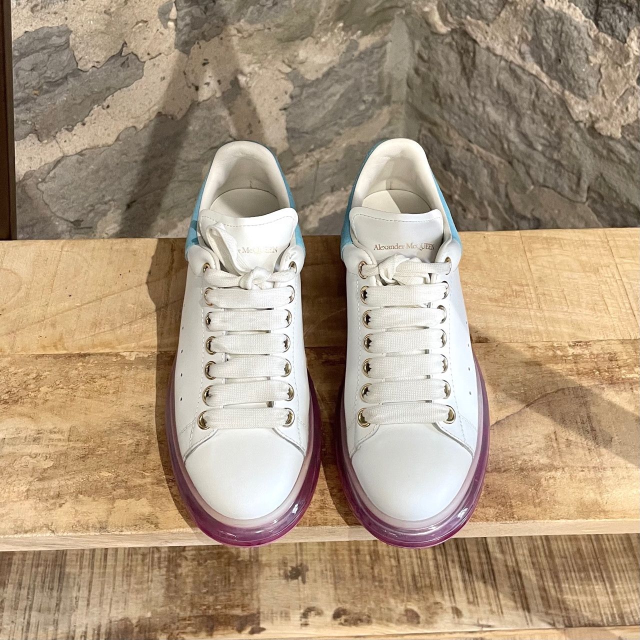 Alexander McQueen Alexander McQueen Oversized White Leather Sneakers Size US 7.5 / IT 37.5 - 2 Thumbnail