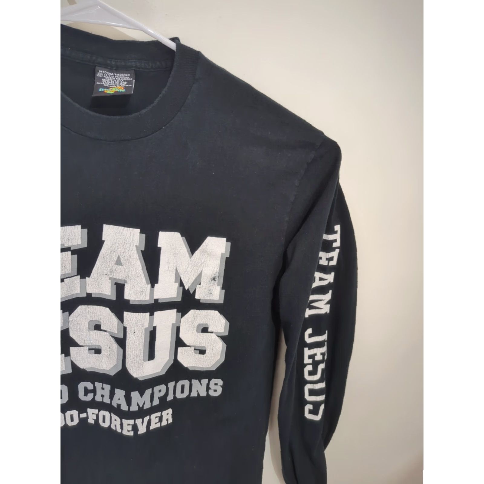 Vintage VINTAGE Space Jam Shirt Jesus World Champions T-Shirt Crew Neck Long Sleeve Black Mens M Size US M / EU 48-50 / 2 - 6 Thumbnail