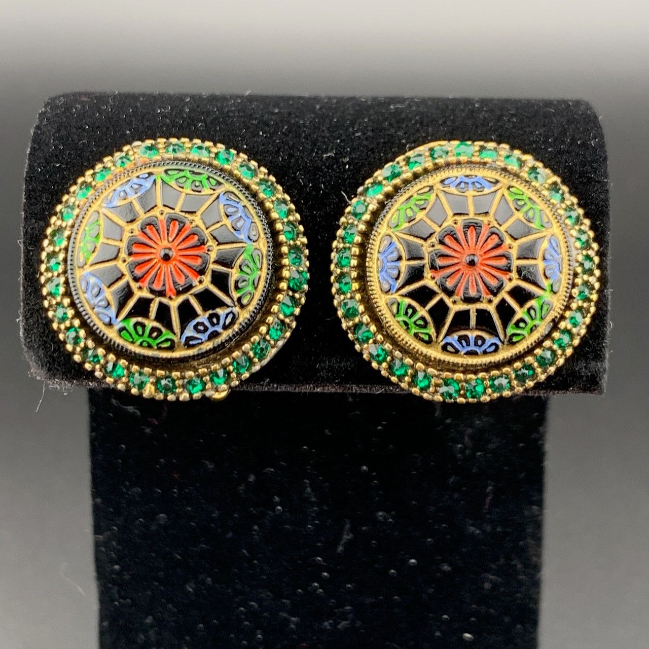 Other de Nicola Gold Tone Green Rhinestone Moroccan Glass Earrings Size ONE SIZE - 1 Thumbnail