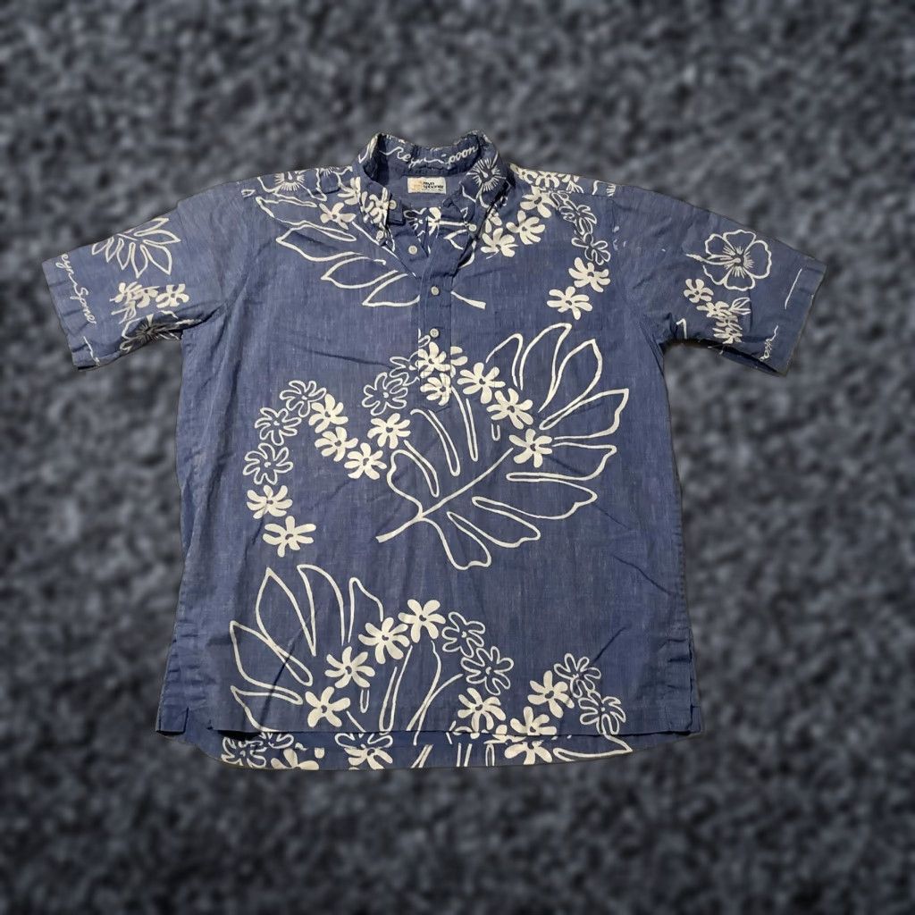 Reyn Spooner VINTAGE Reyn Spooner Shirt Mens Large Blue Chambray Hawaiian Floral Short Sleeve Aloha Size US L / EU 52-54 / 3 - 1 Thumbnail
