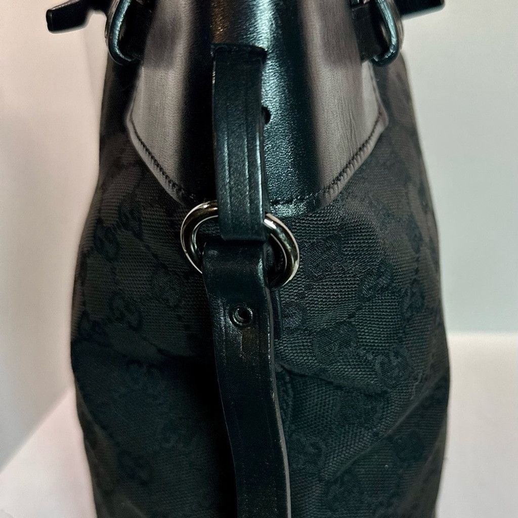 Gucci Gucci Black GG Mono Belted Bag Bucket Tote, Silver Hardware Size ONE SIZE - 3 Thumbnail