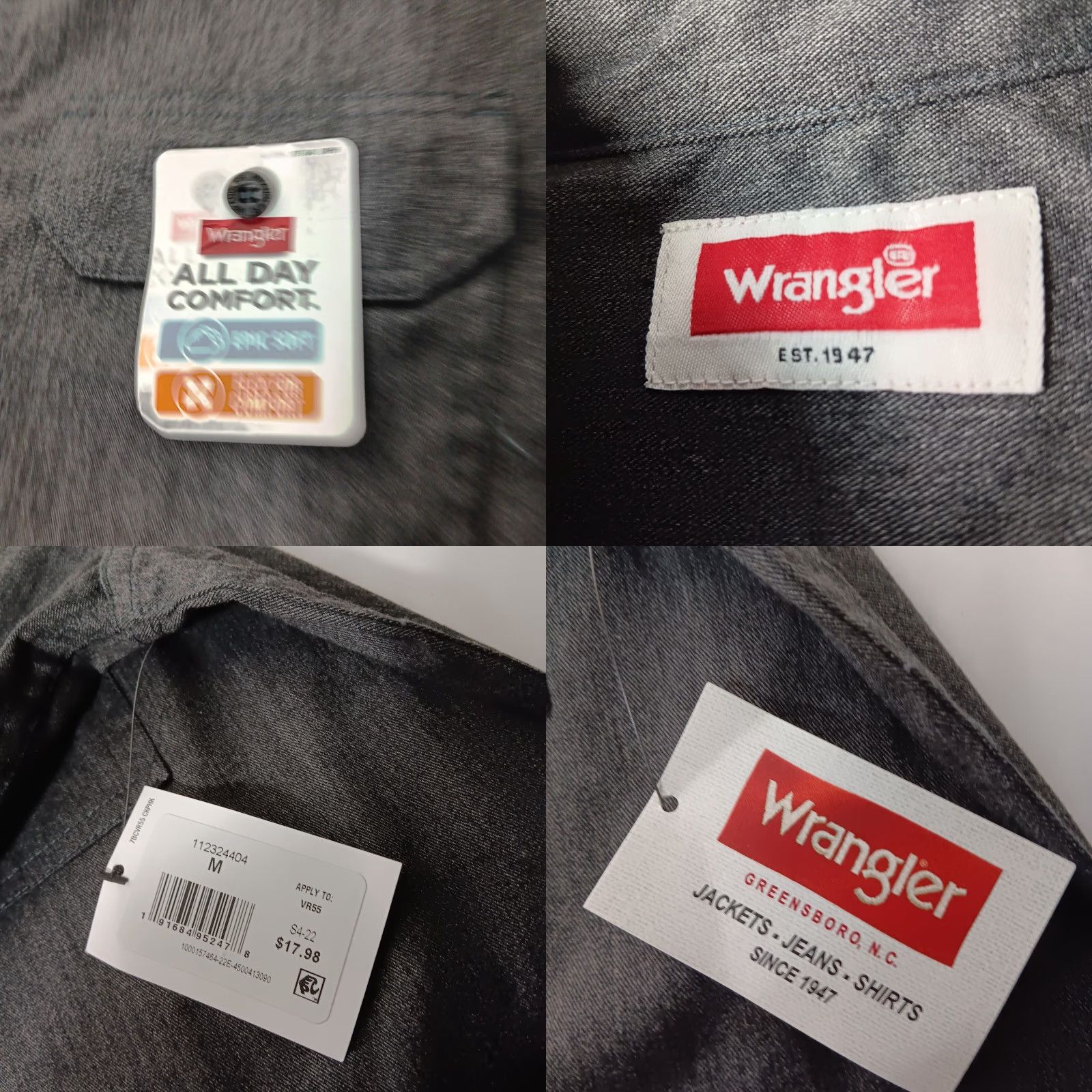 Wrangler VINTAGE Wrangler Work Shirt Men Medium Gray Long Sleeve Button-Up Collared Casual Fall Winter Size US M / EU 48-50 / 2 - 8 Thumbnail