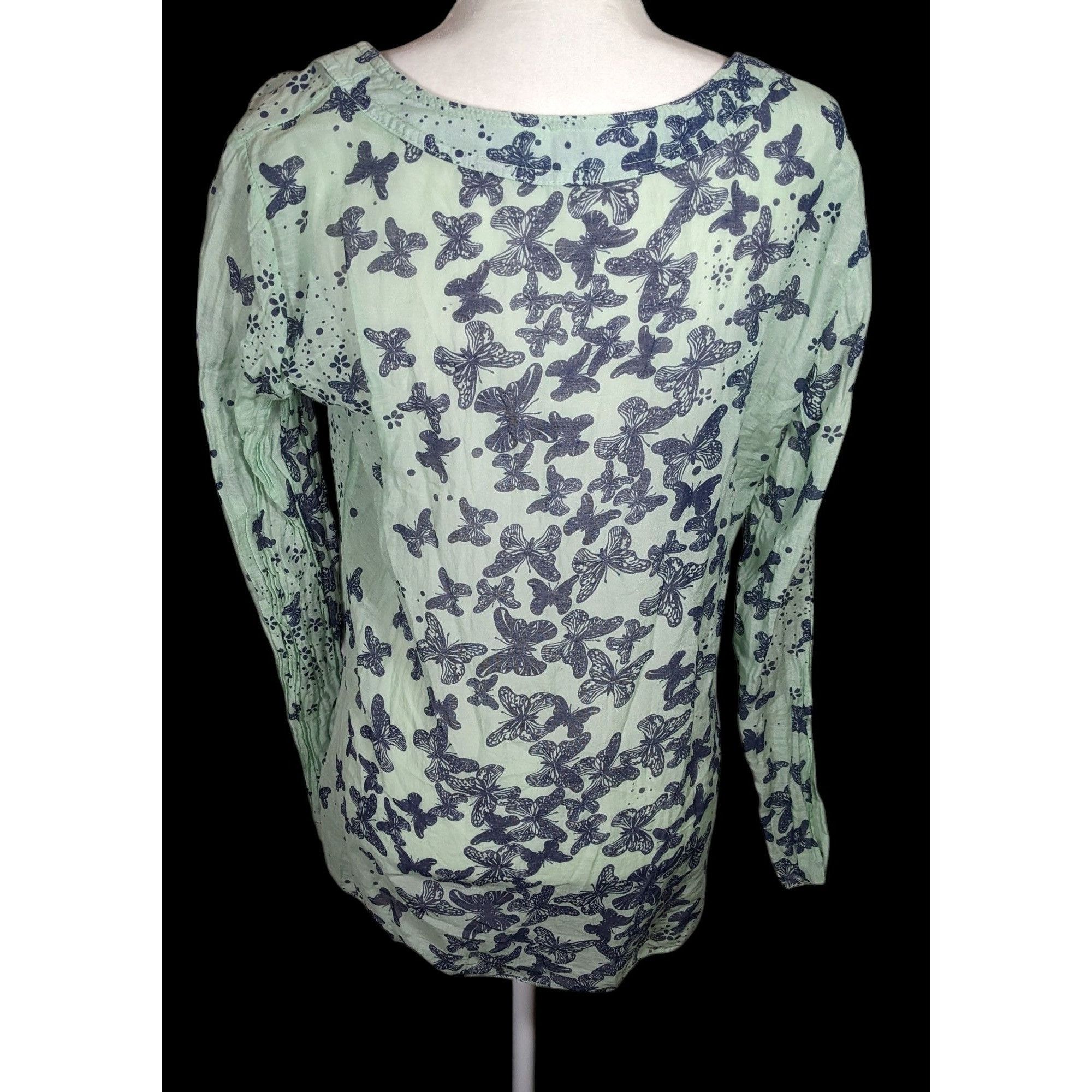 Other N & Willow Italy Bohemian Butterfly Blue And Green Top Size M / US 6-8 / IT 42-44 - 2 Thumbnail