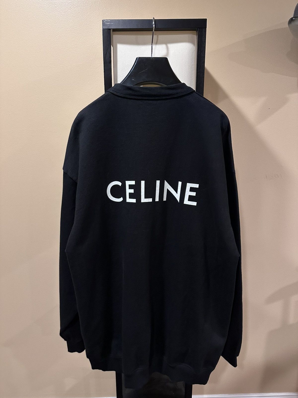 Celine x Hedi Slimane Black Back Logo Cardigan Sweater