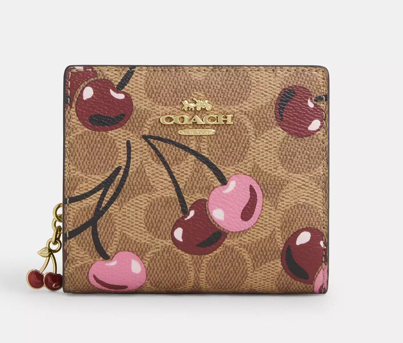Coach Snap Wallet In Signature Canvas With Cherry Print CZ347 Size ONE SIZE - 8 Thumbnail